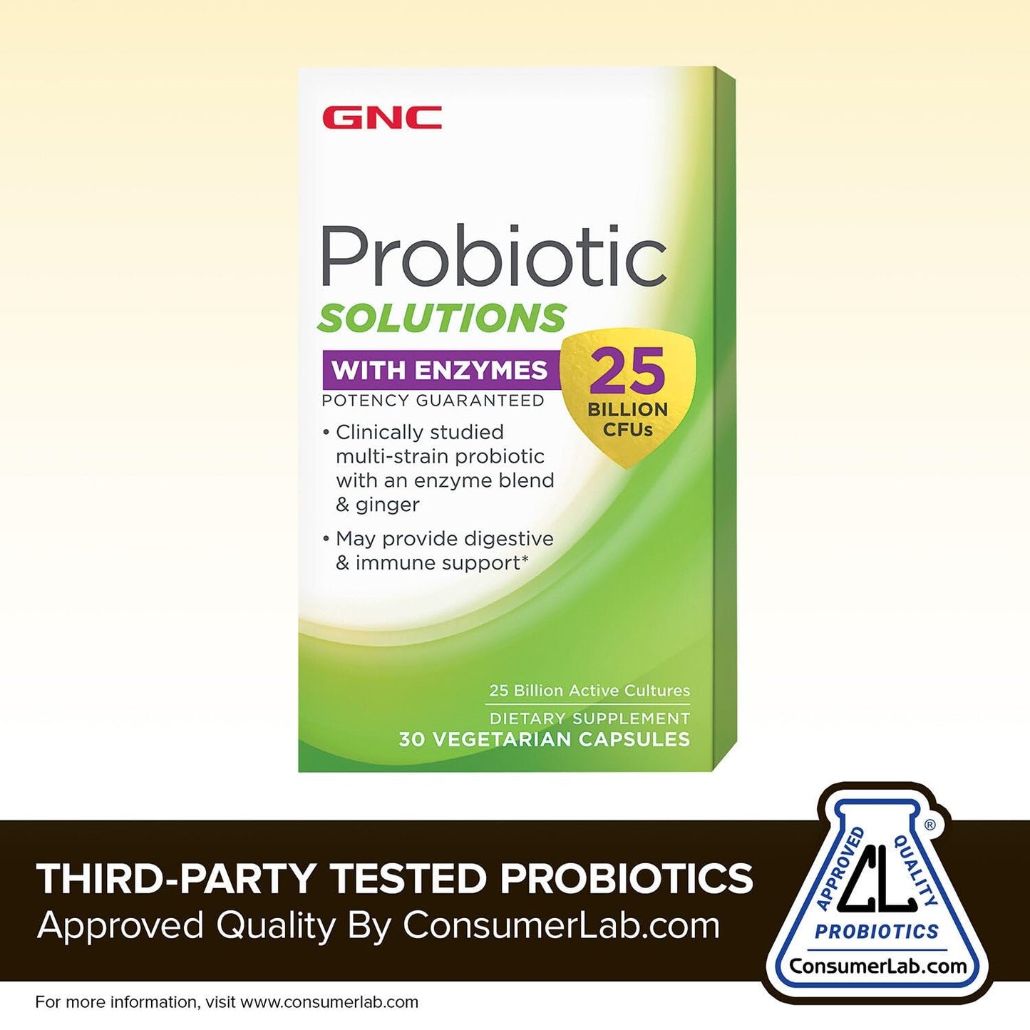 GNC Probiotic Solutions with Enzymes 25 Billion CFUs Capsule, 30 Count