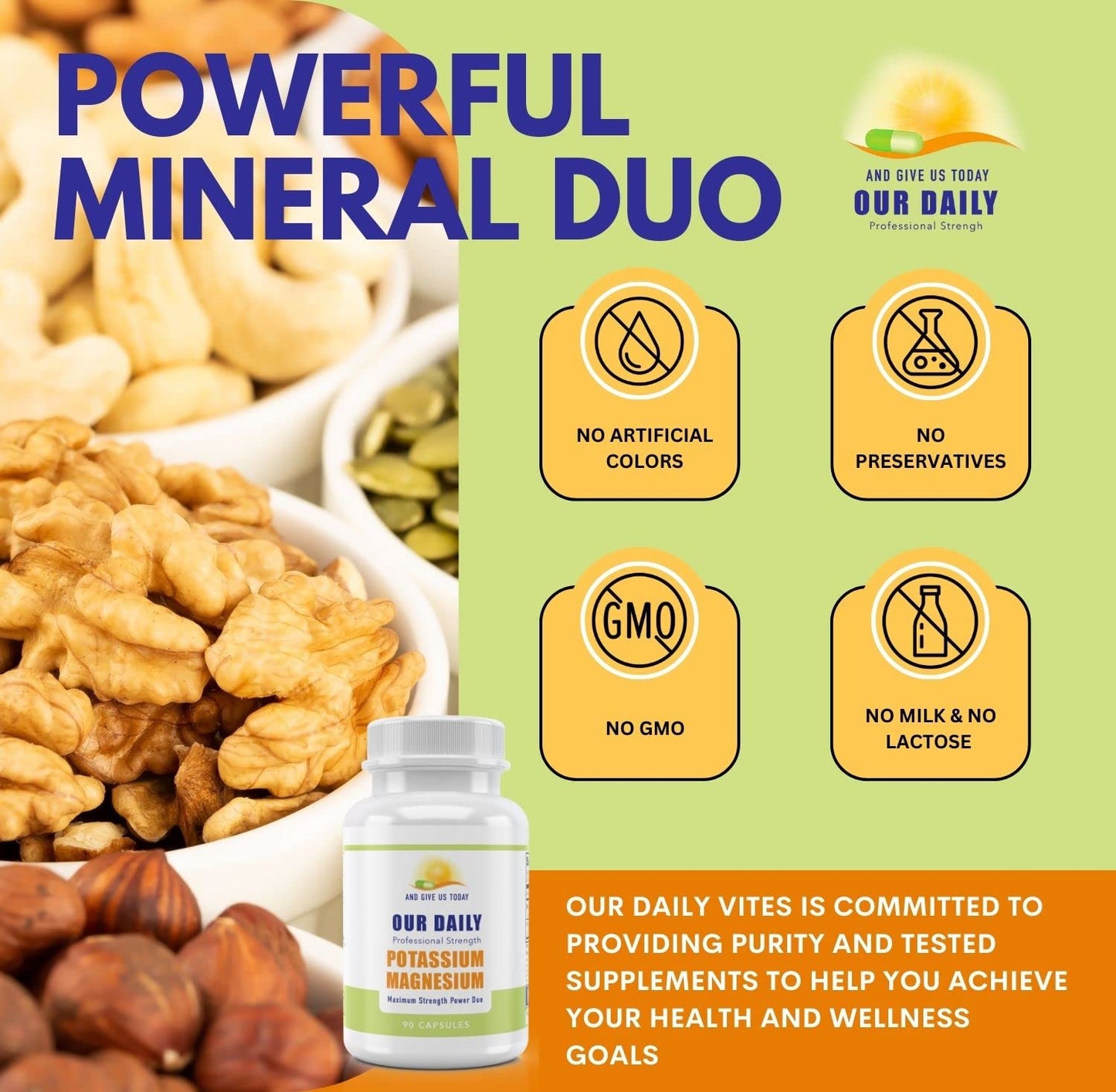 AND GIVE US TODAY OUR DAILY Our Daily Vites Magnesium Potassium Complex Capsules 90 Count