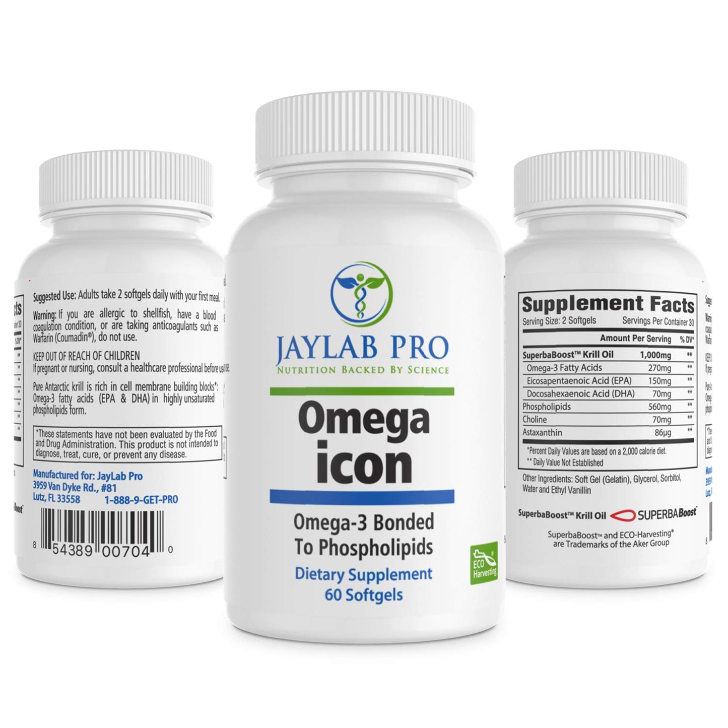 JAYLAB PRO Omega Icon Antarctic Superba Boost Krill Oil Softgels 60 Count