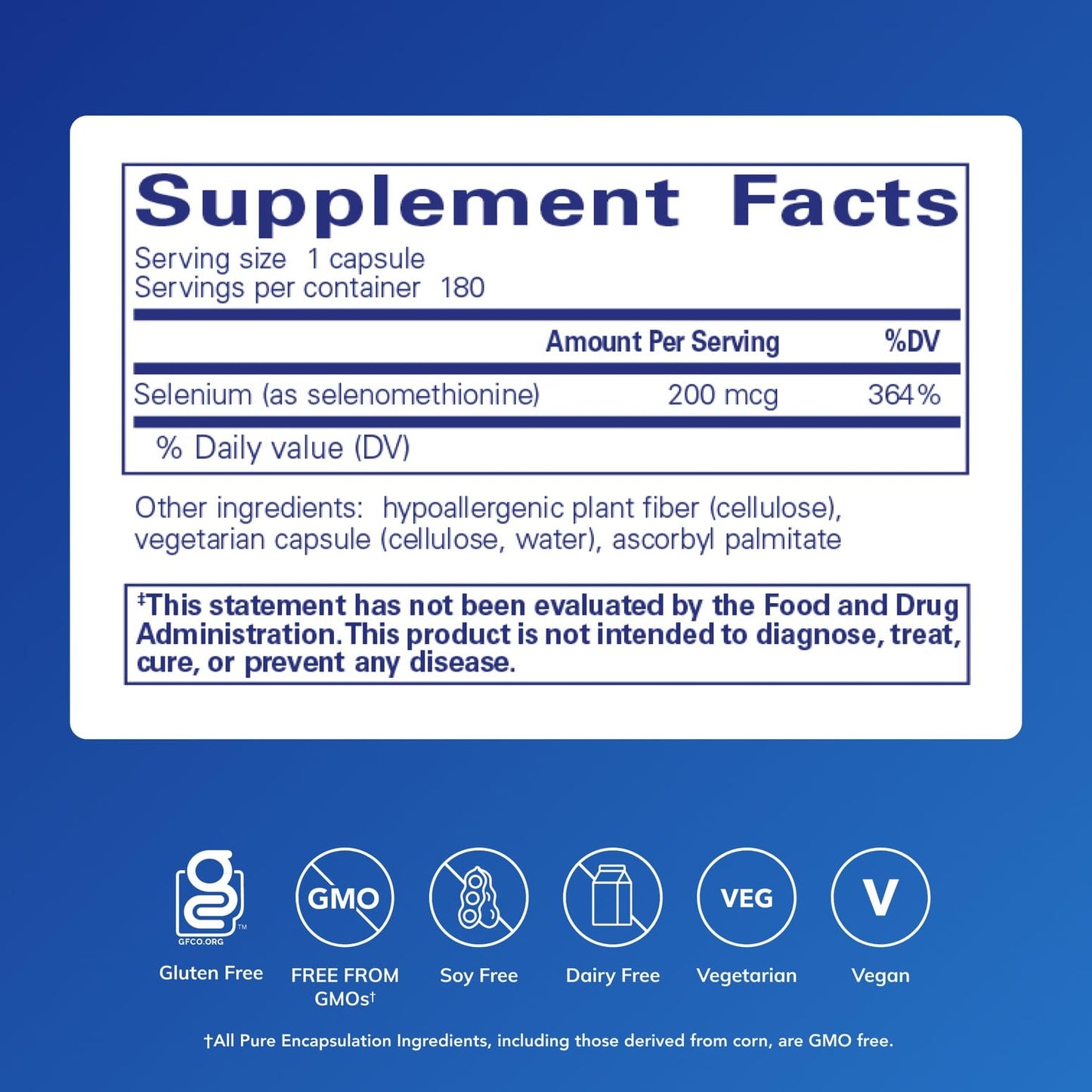Pure Encapsulations Selenium 200 mcg, 180 Capsules