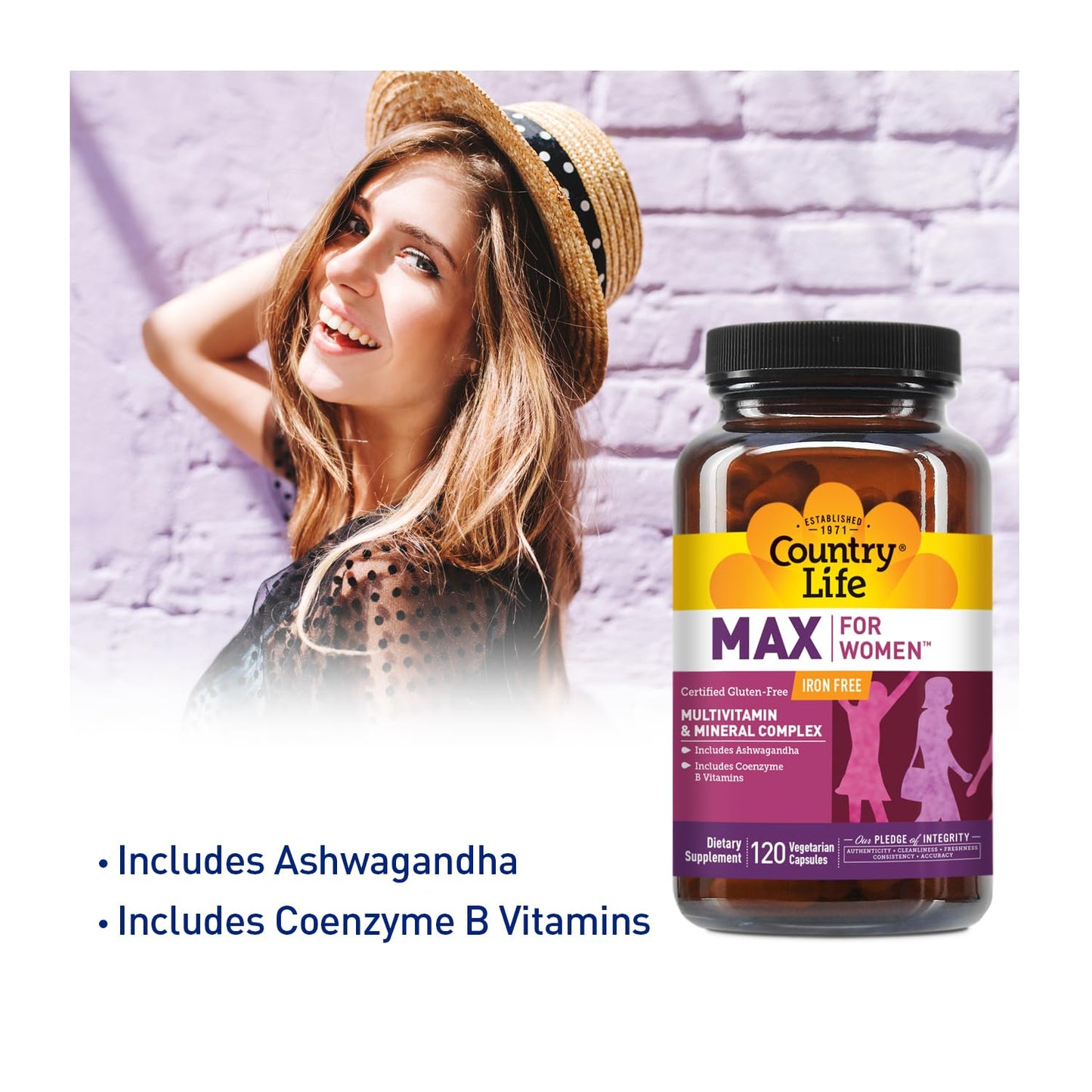 Country Life Max for Women Multivitamin and Mineral Complex Iron-Free 120 Capsules