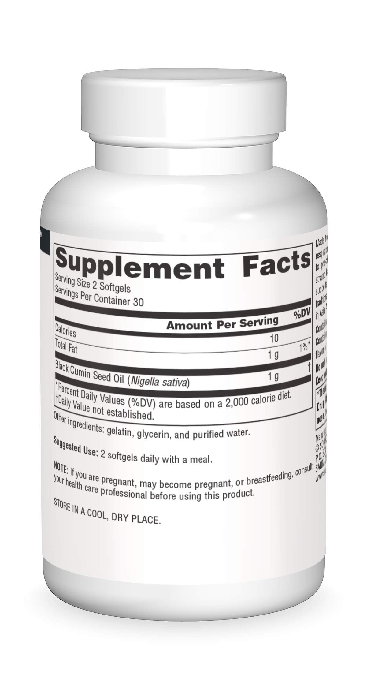 Source Naturals Black Seed Oil for Respiratory Support Softgels, 60 Count