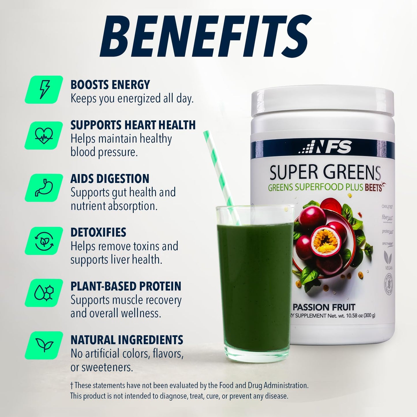 NF Sports Super Greens Beet Infused Superfood Powder, 0.17 Ounce