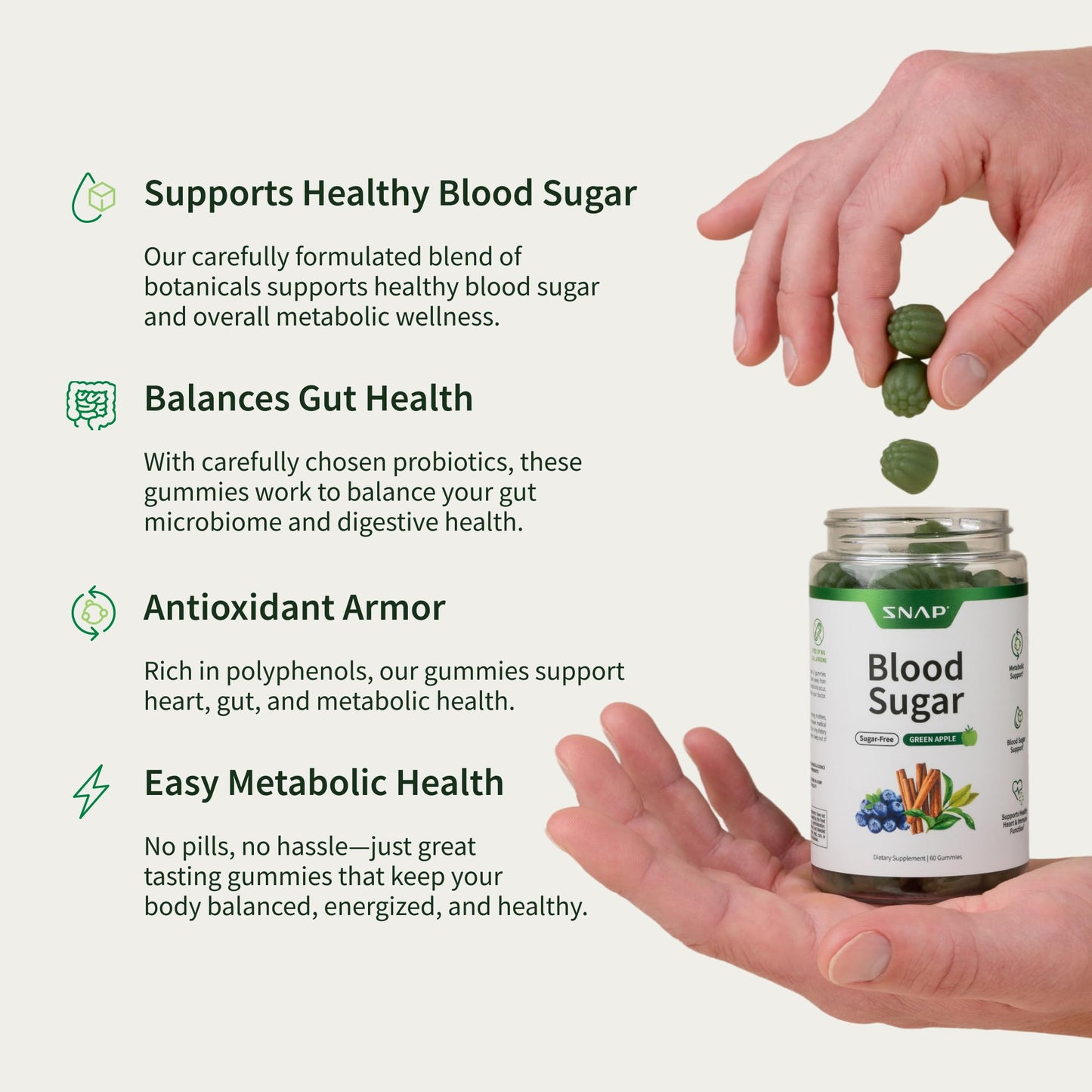 Snap Supplements Blood Sugar Gummies, 60 Gummies