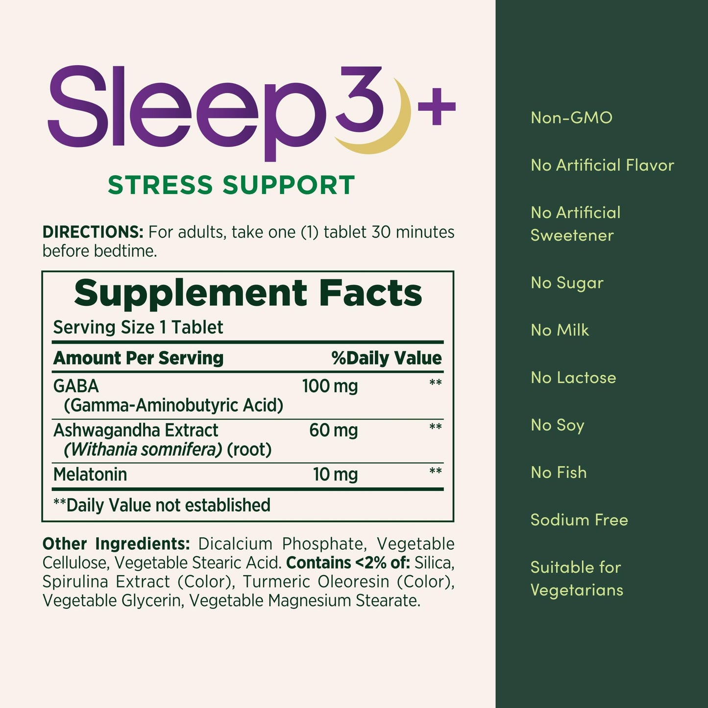 Nature's Bounty Stress Support Plus Melatonin Sleep3 Maximum Strength 10mg, 56 Tablets