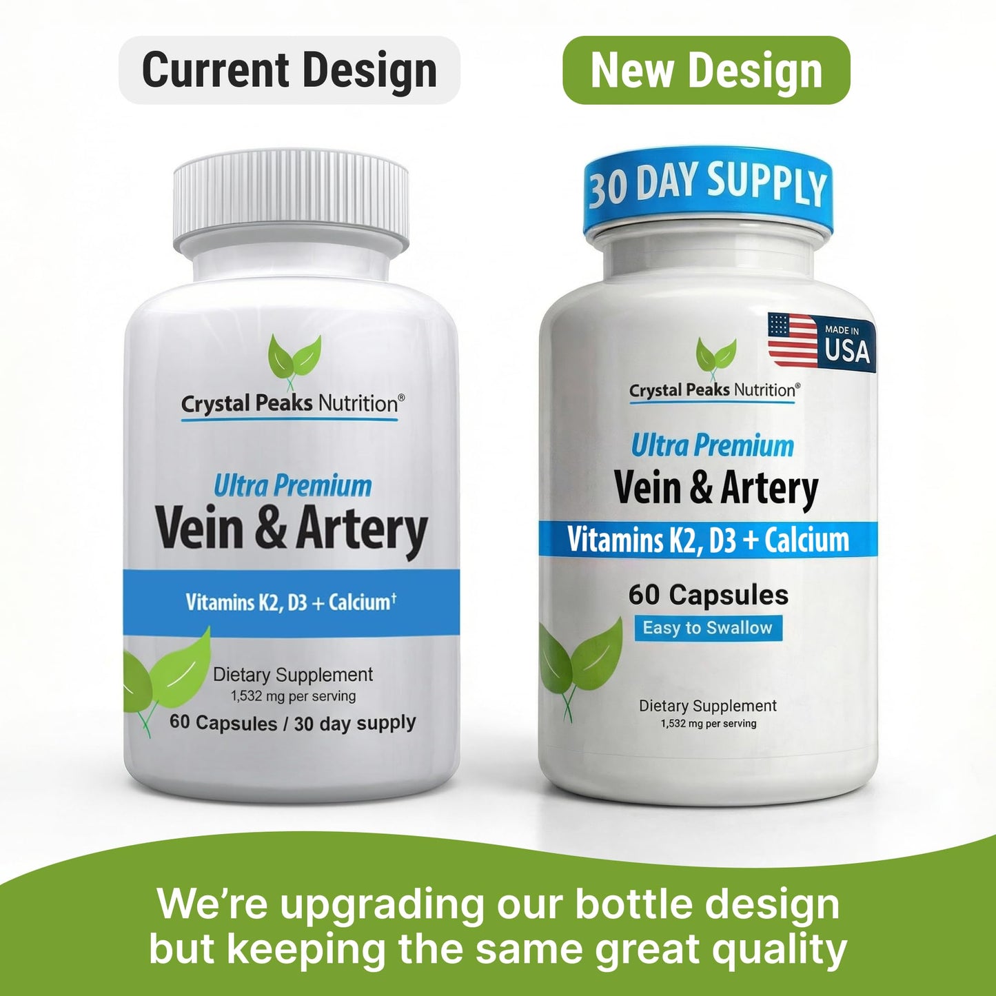 Crystal Peaks Nutrition Vein & Artery Supplement – Blood Flow Support with Calcium – Capsules, 60 Count