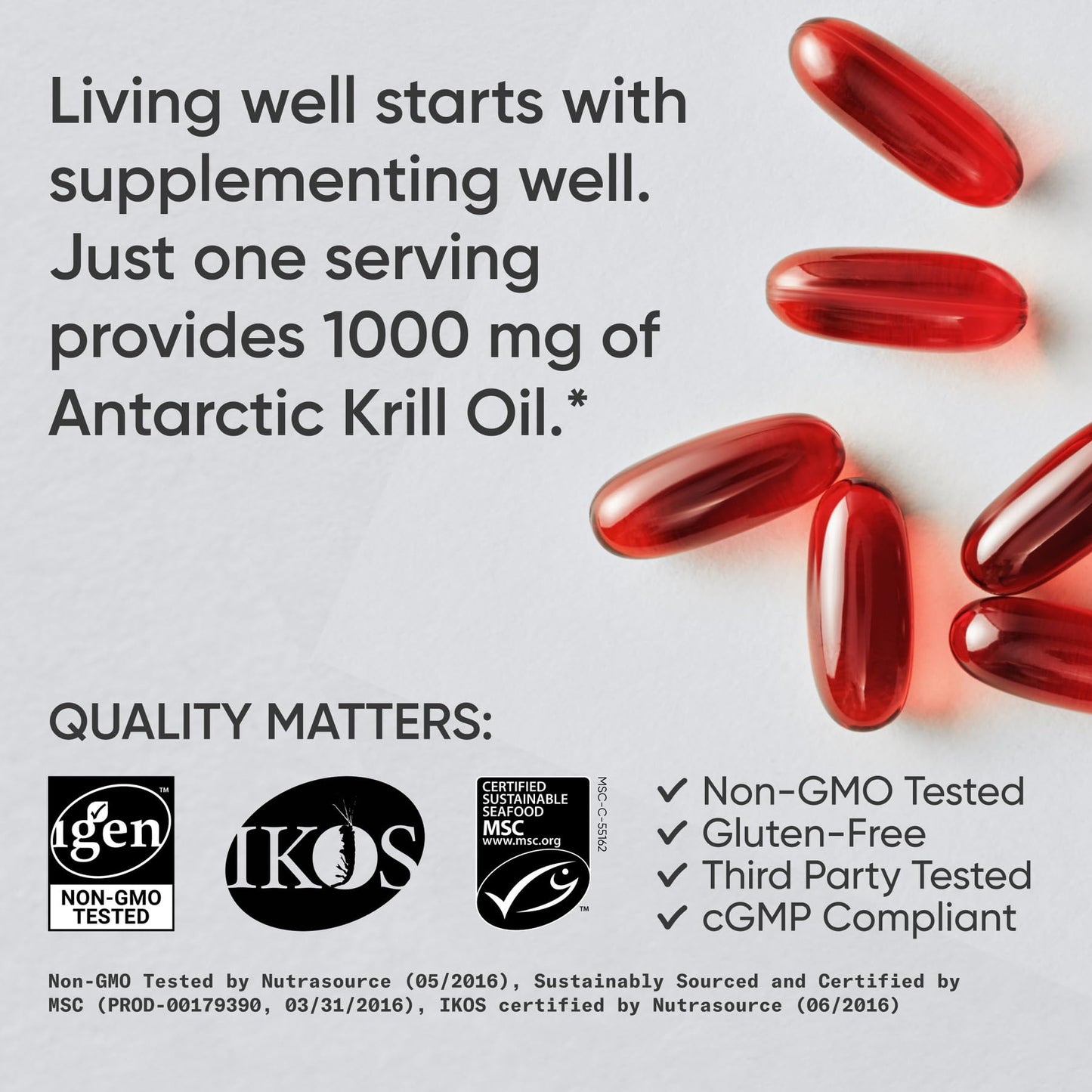 Sports Research Krill Oil Supplement with EPA & DHA Omega 3, Phospholipids & Astaxanthin from Antarctic Krill - Highest Concentration of Krill Oil for Men & Women - 1000mg, Softgel Capsules, 30 Count