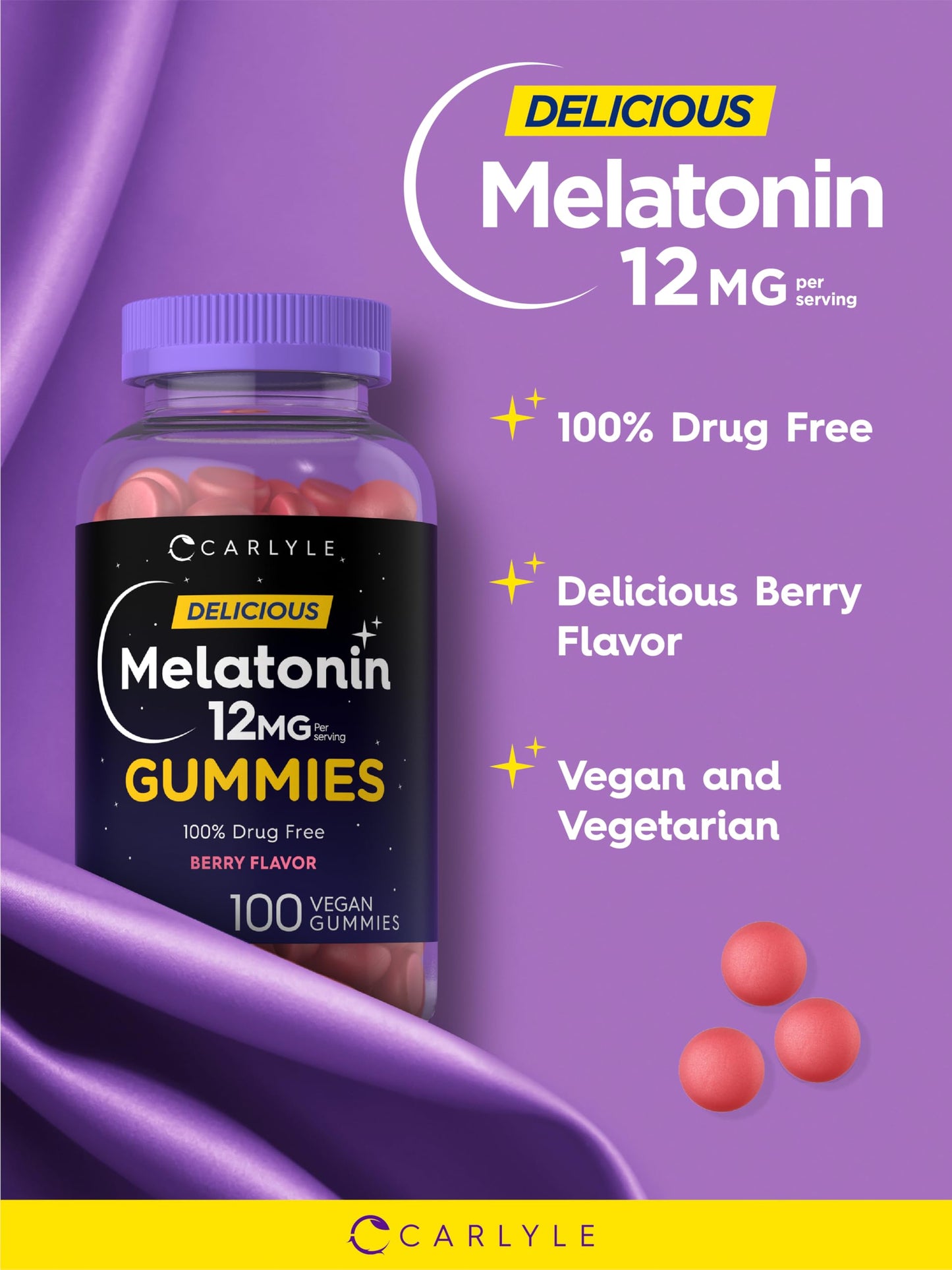 Carlyle Melatonin Gummy 12mg 100 Count