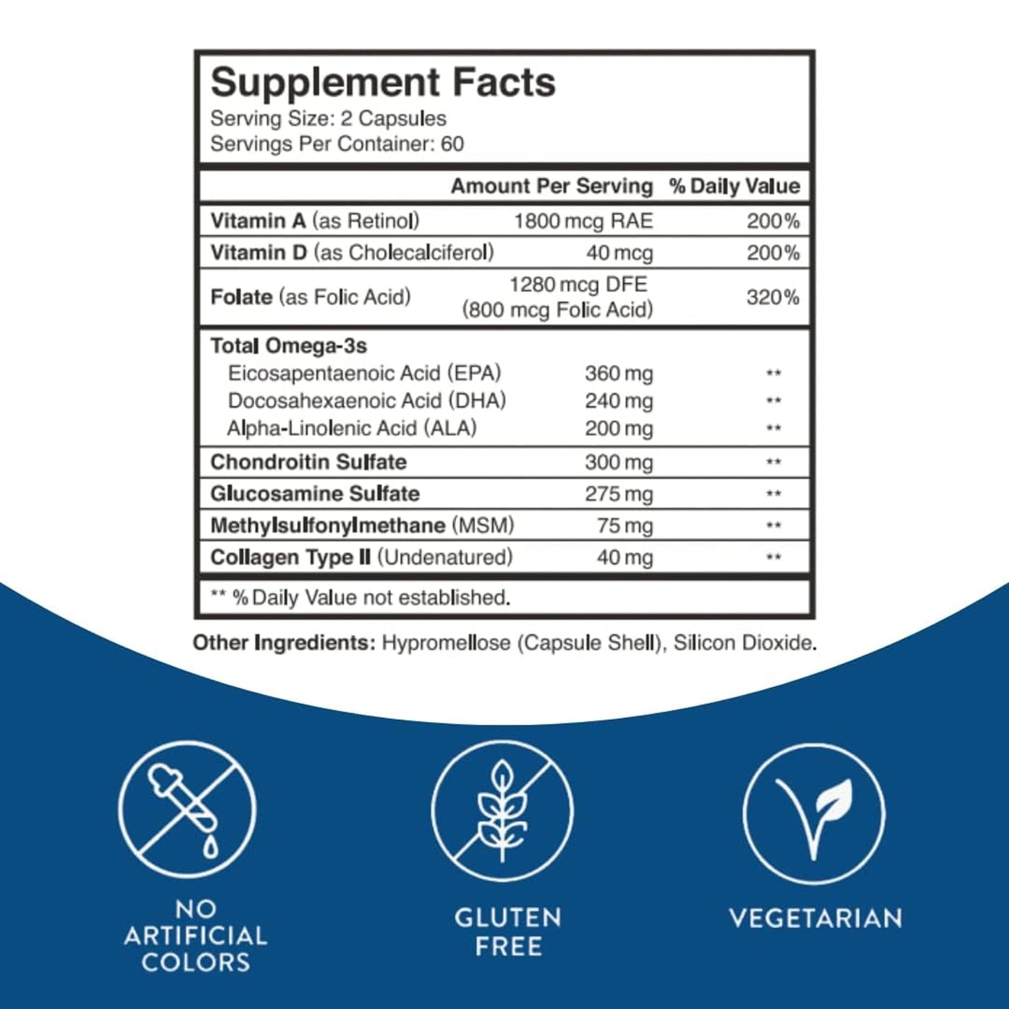 Kenkoderm Multivitamin for Immune, Skin & Joint Support – Vitamins A, D, Folate, Collagen, MSM & Glucosamine – 120 Veggie Capsules