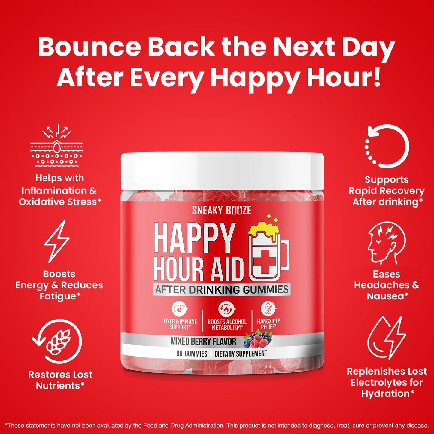 Sneaky Booze Happy Hour Aid Gummies 90 Count