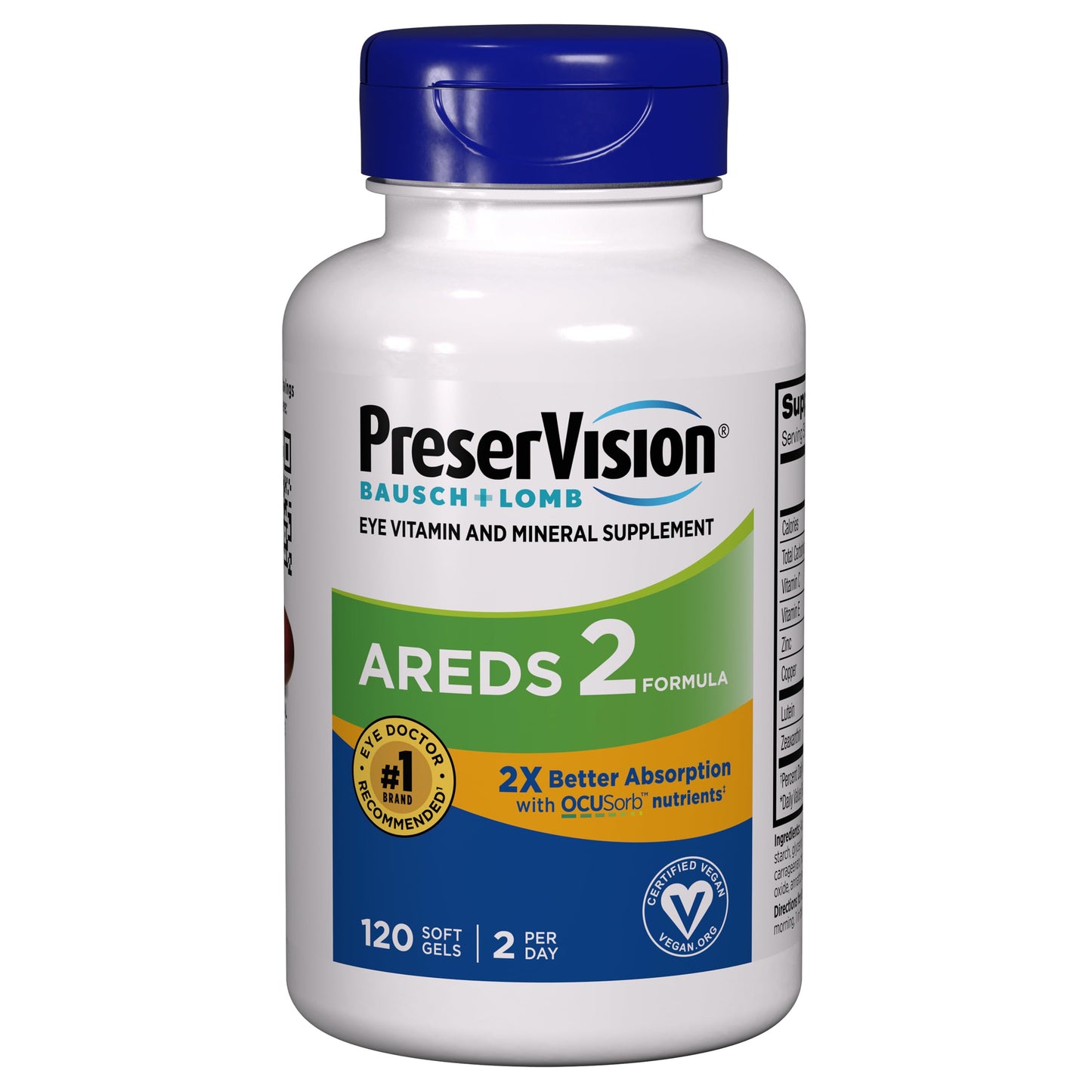 Bausch + Lomb PreserVision AREDS 2 Eye Vitamin & Mineral Supplement with OCUSorb Softgels 120 Count