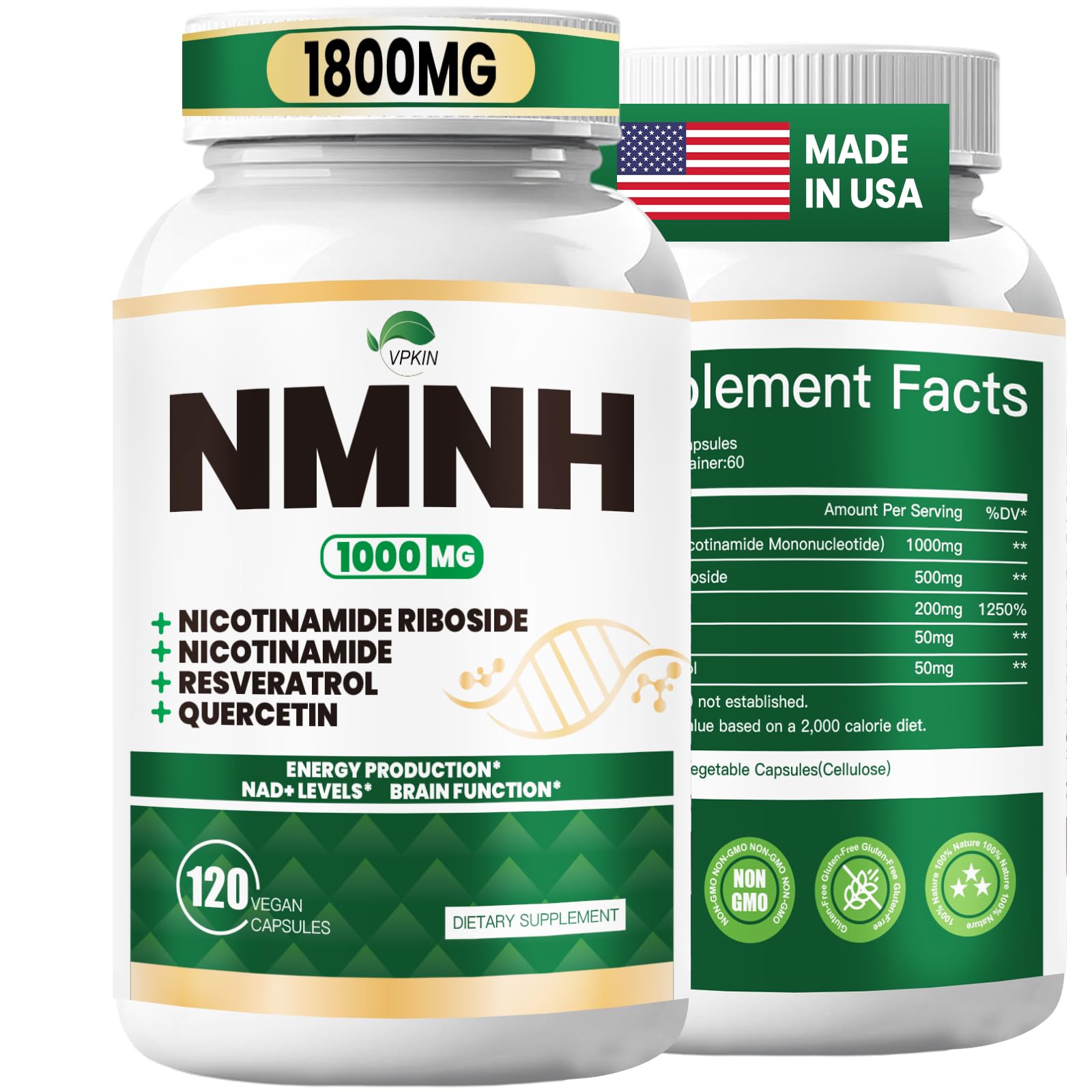 VPKIN NMNH Dihydronicotinamide Mononucleotide 1000mg Capsule 120 Capsules