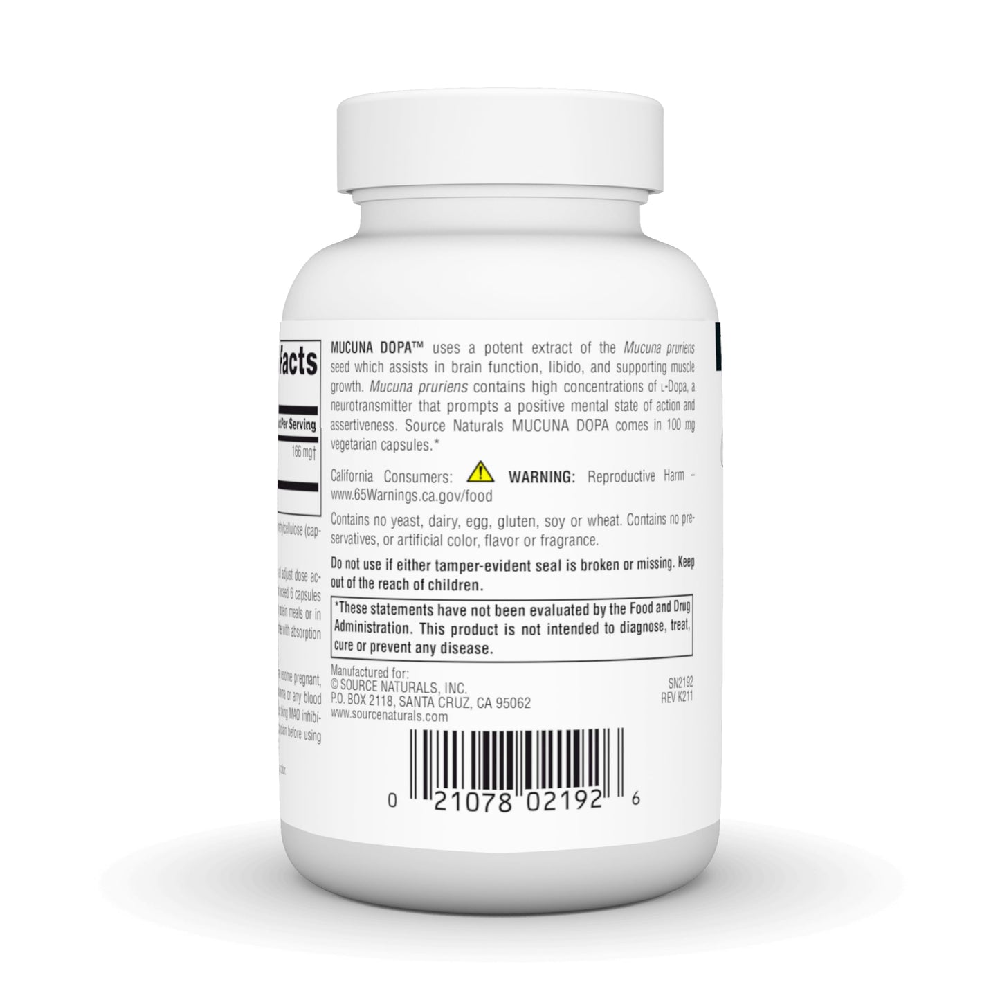 Source Naturals Mucuna Dopa for Mood & Performance, 100 mg, 120 Capsules