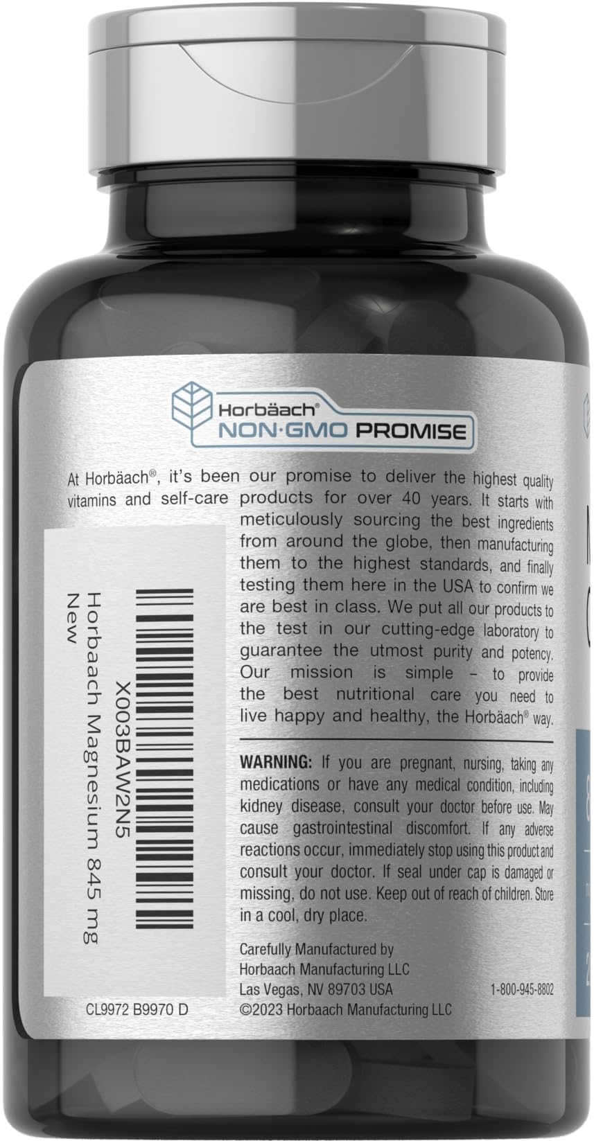 Horbäach Magnesium Oxide 845 mg Caplets, 200 Count
