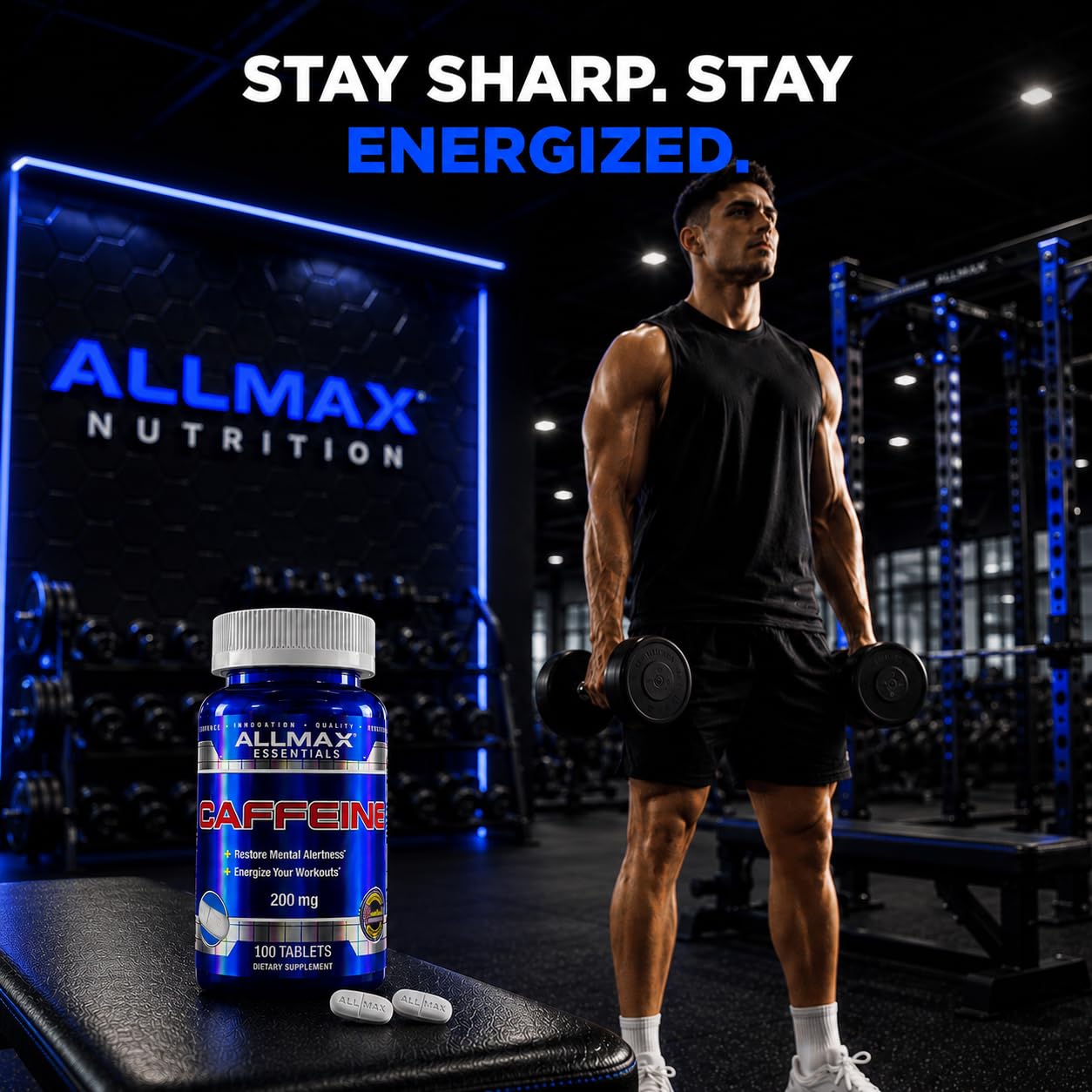 ALLMAX Caffeine Tablets 200 mg, 100 Count
