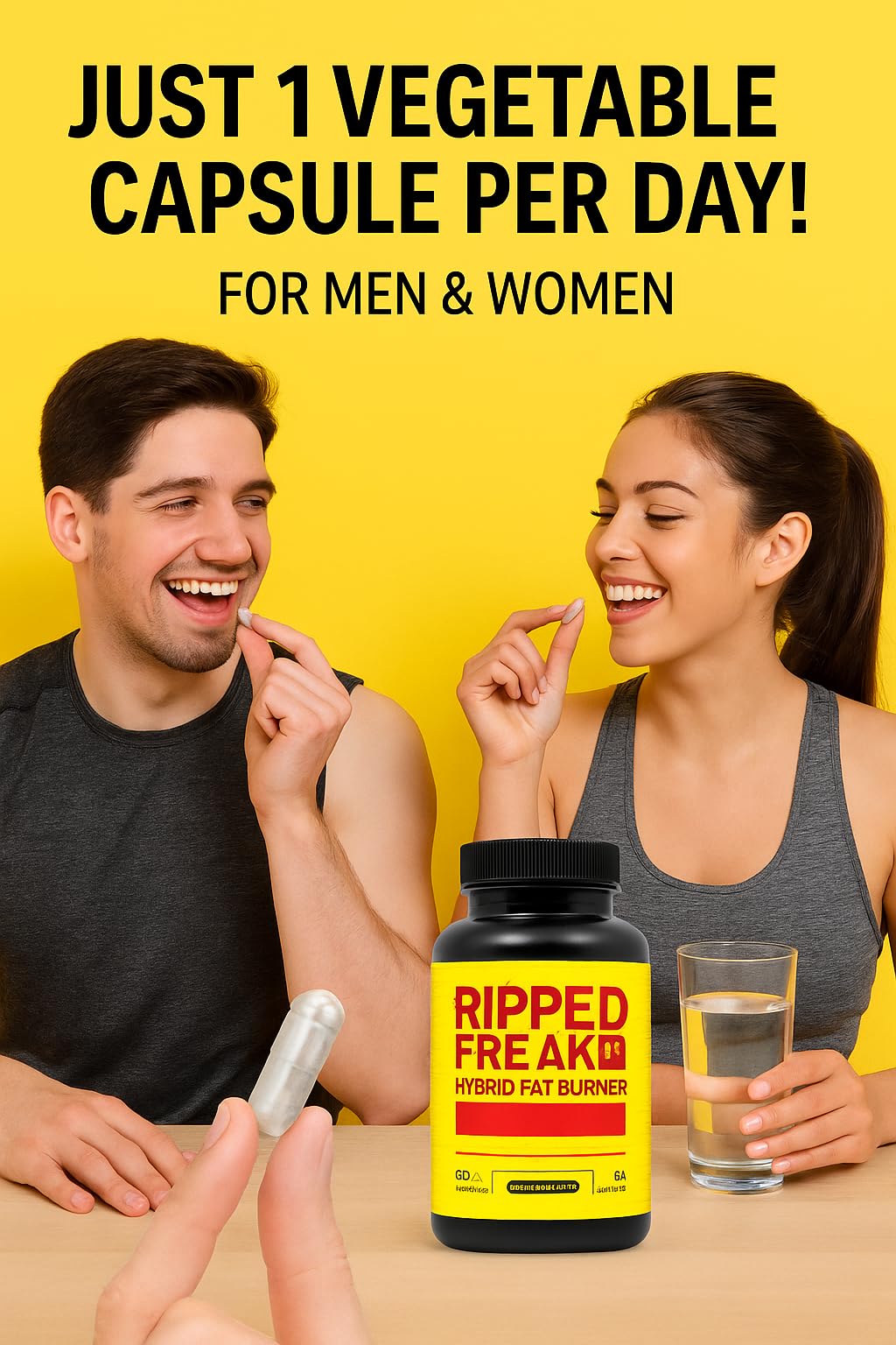 Pharmafreak Ripped Freak Thermogenic Fat Burner for Men & Women - Metabolism, Energy & Focus Support with Green Tea, Green Coffee, Olive Leaf & Sweet Red Pepper, 60 Vegan Capsules