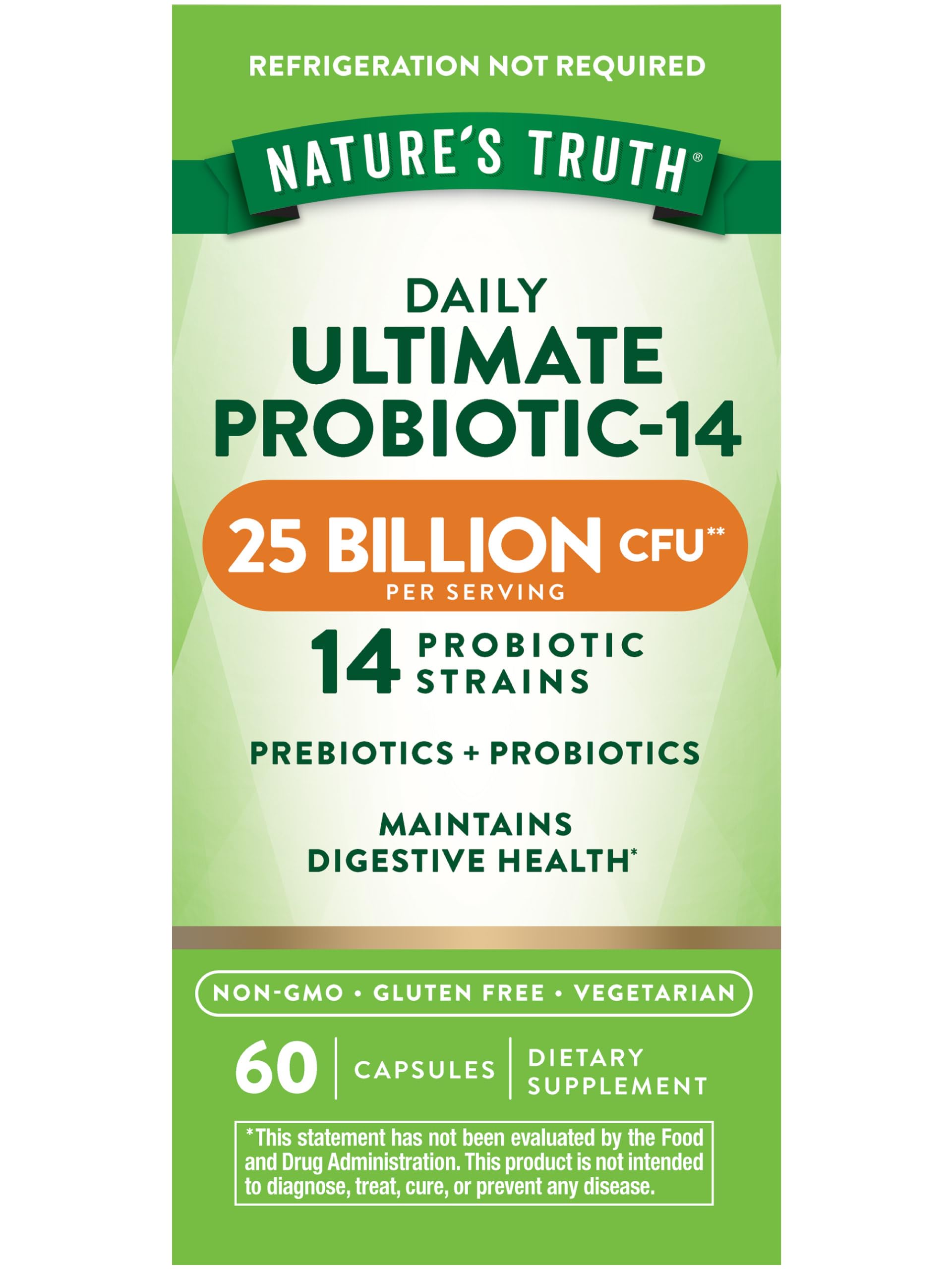 Nature's Truth Probiotics for Men and Women, 25 Billion CFU, 14 Strains, 60 Capsules