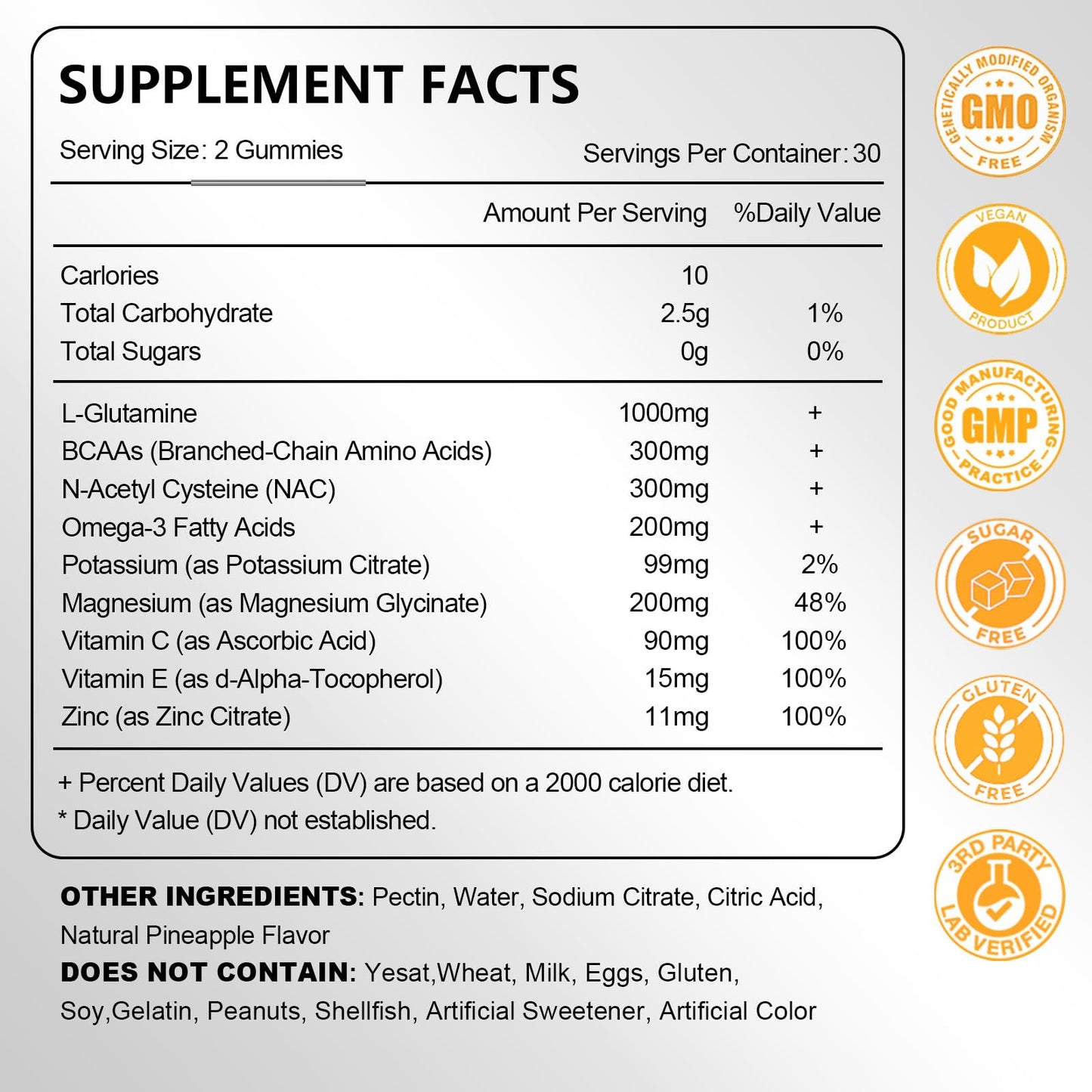 JOVITHEA L-Glutamine Gummies 1000mg 60 Count