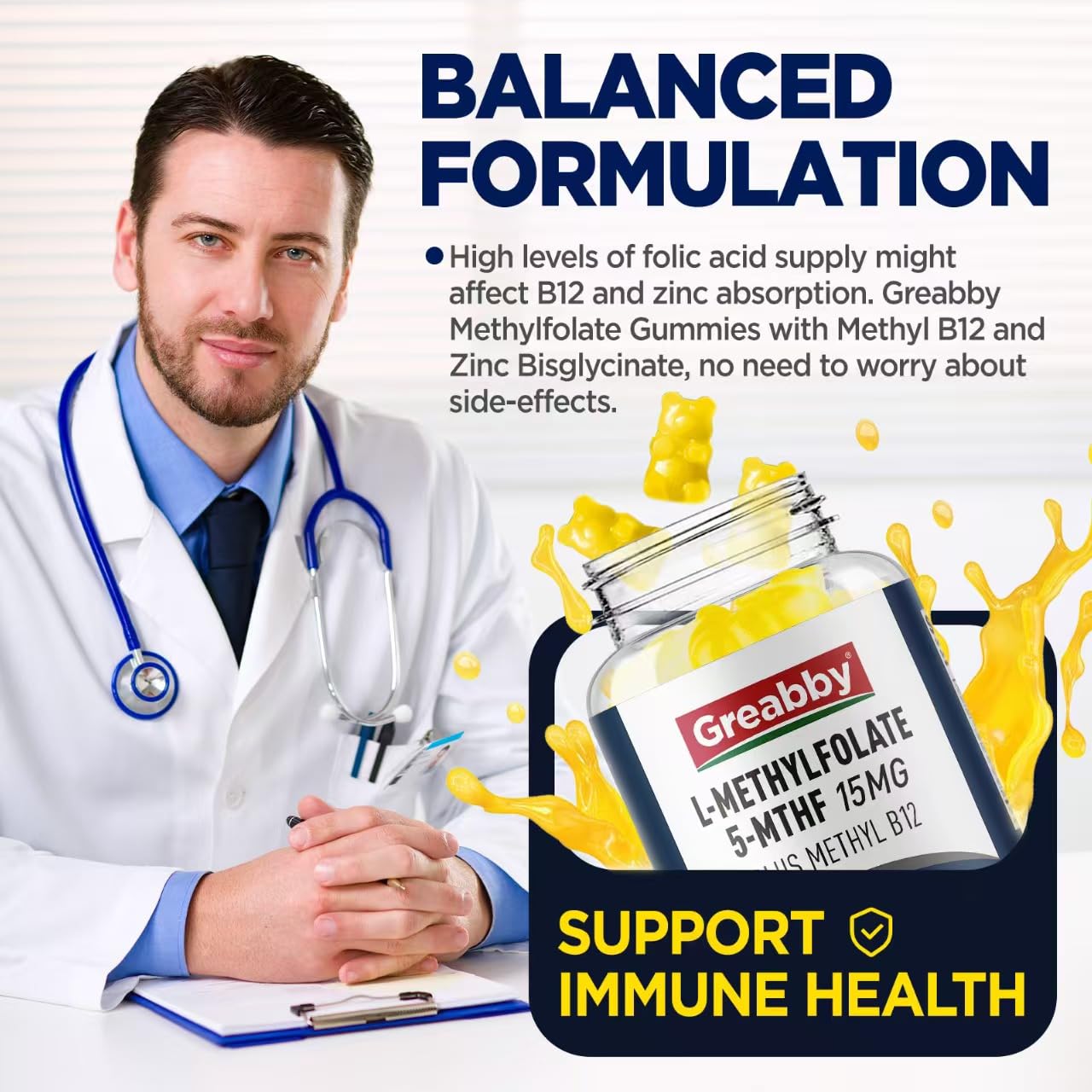 GREABBY L Methylfolate Gummies, 60 Gummies