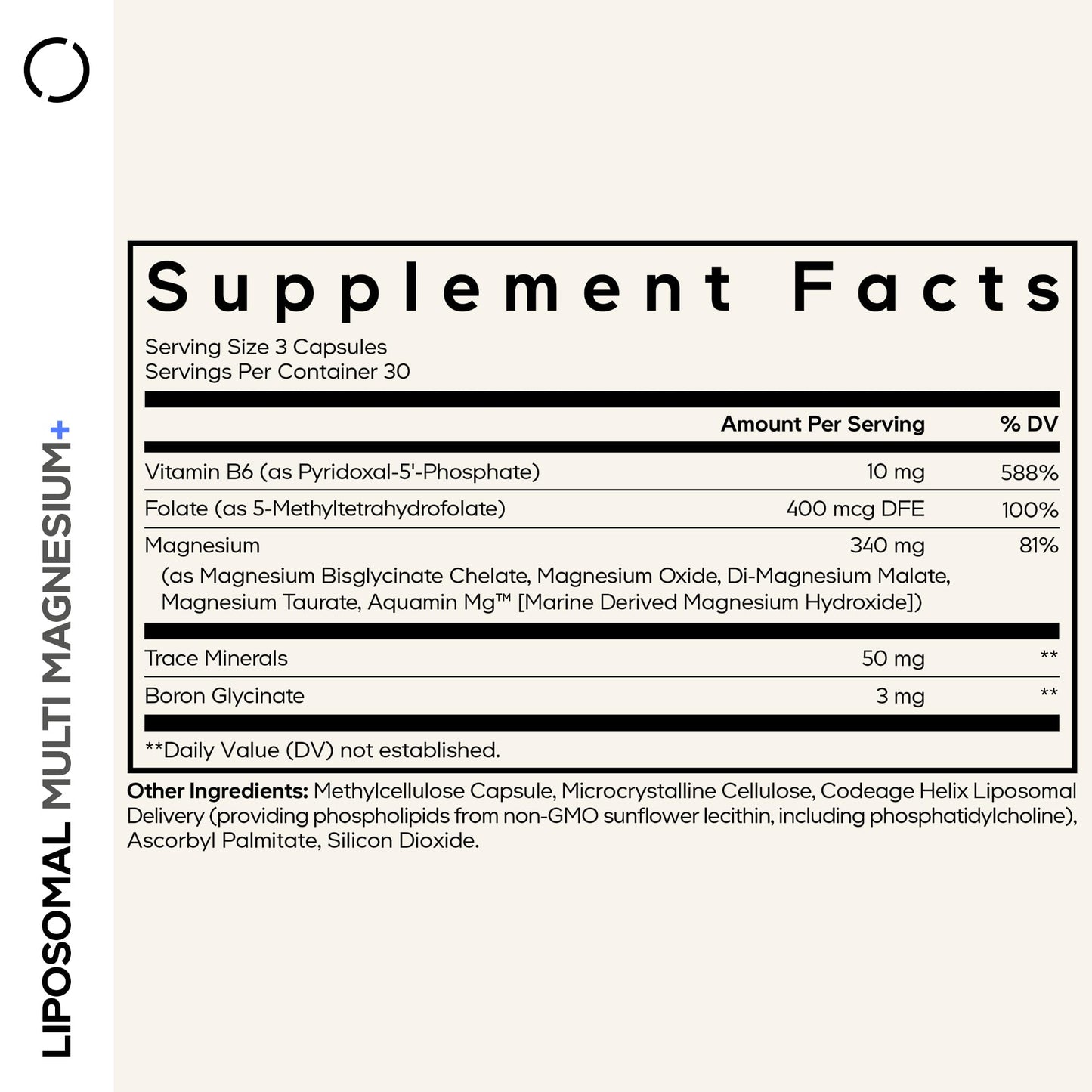 Codeage Liposomal Multi Magnesium, 5 Forms, Vitamin B6, Folate, 90 Capsules