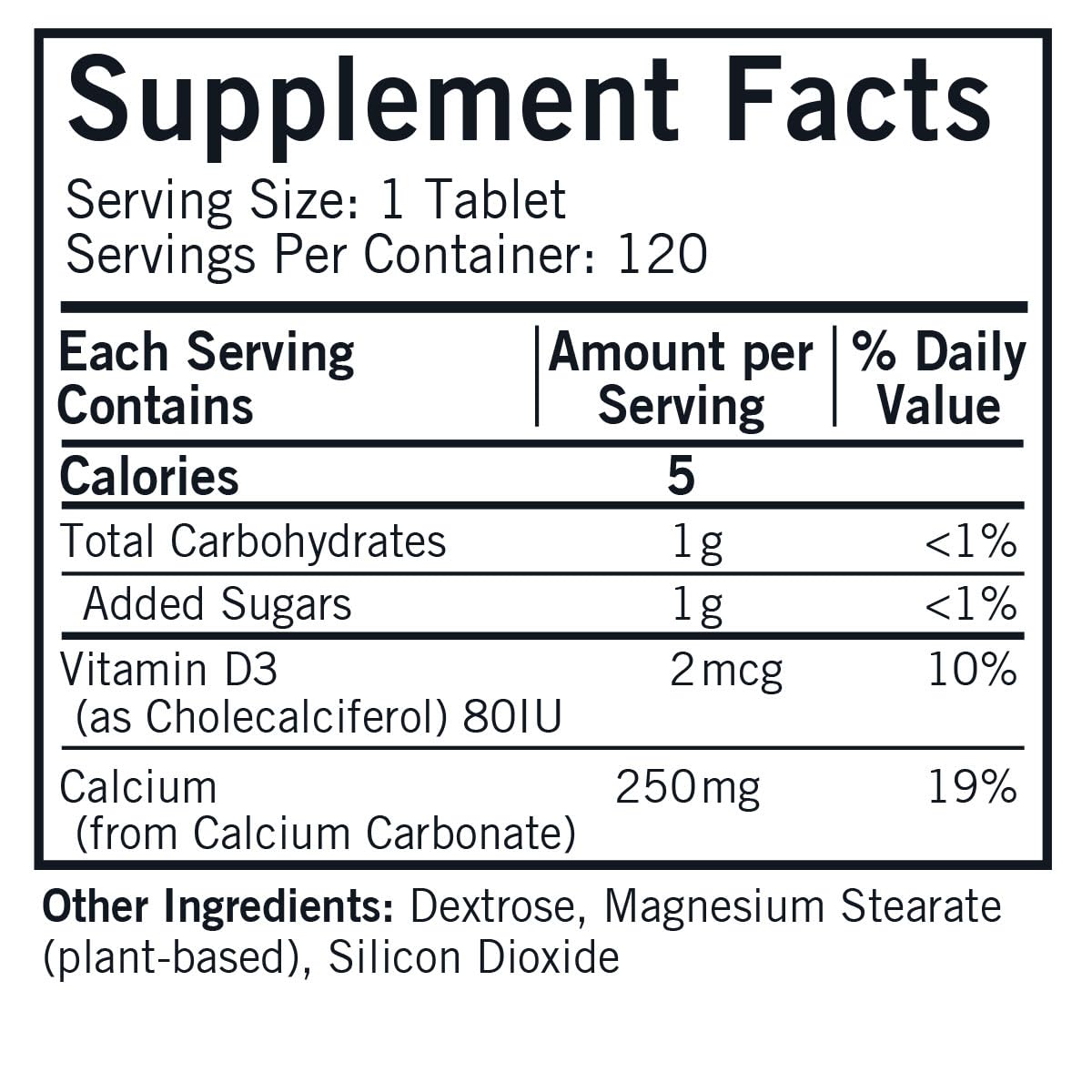 Kirkman Calcium 250mg with Vitamin D3, 120 Tablets