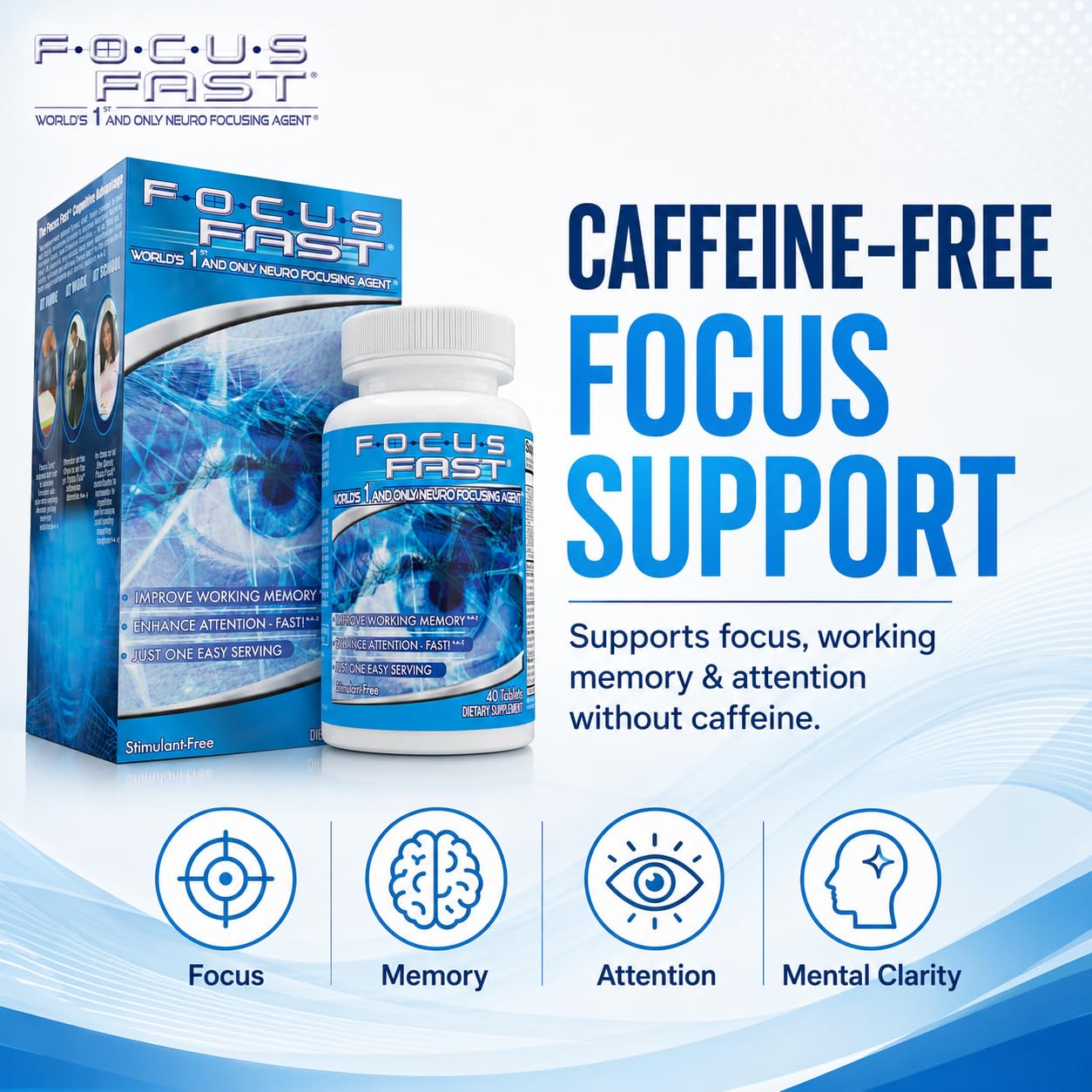 Focus Fast Brain Supplement Tablet - 40 Count