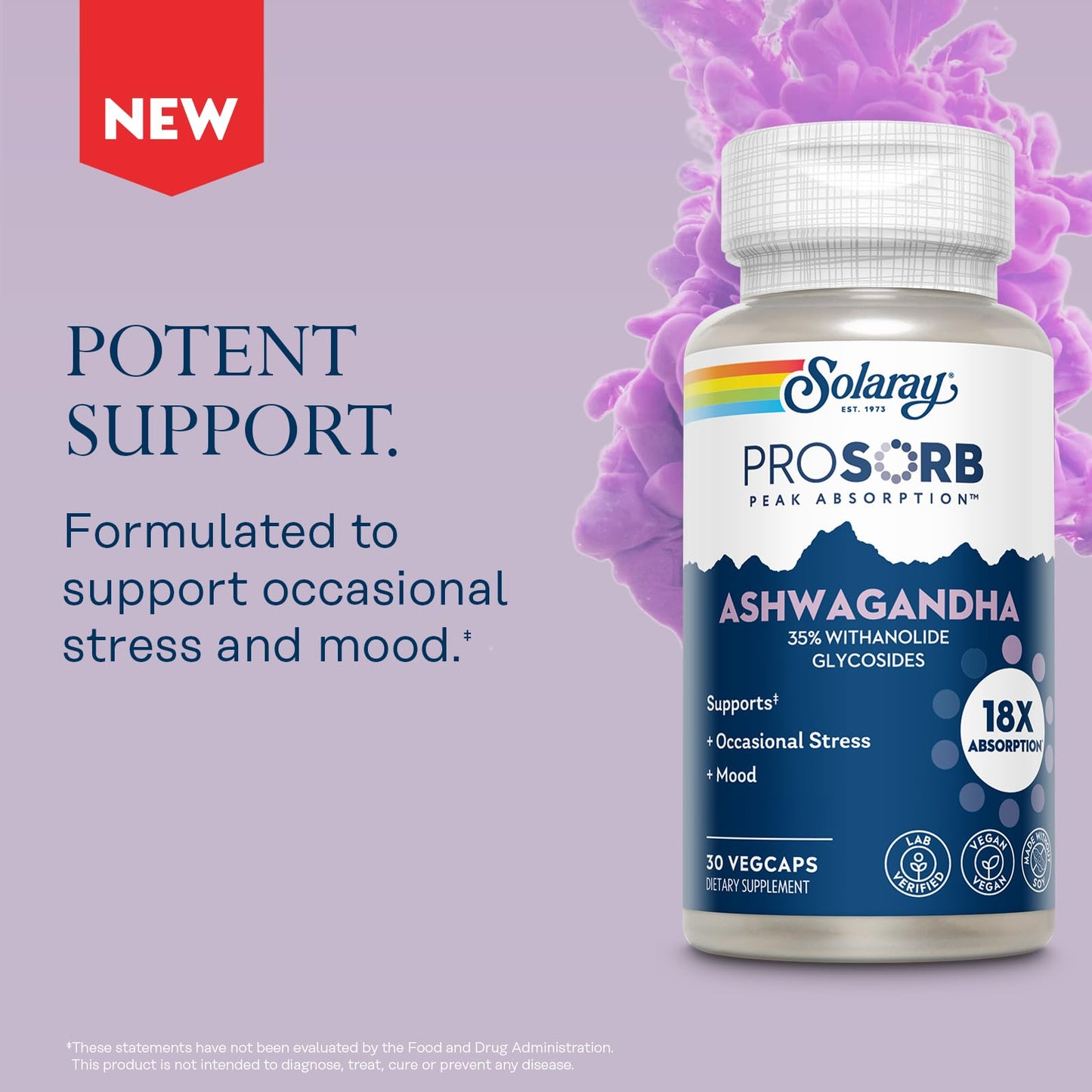 SOLARAY Ashwagandha Capsules 30 VegCaps