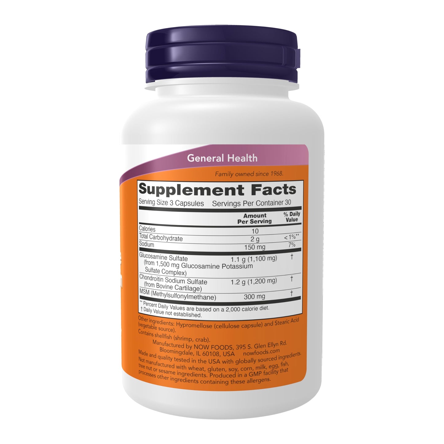 NOW Foods Glucosamine & Chondroitin with MSM Joint Health, Mobility and Comfort, 90 Capsules