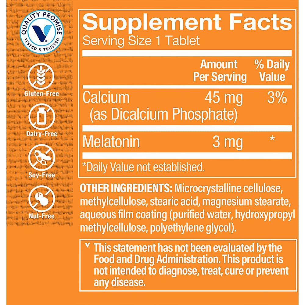 The Vitamin Shoppe Melatonin Sleep Support, Restful Sleep & Healthy Sleep Cycle, Natural Sleep Aid Tablet, 120 Tablets