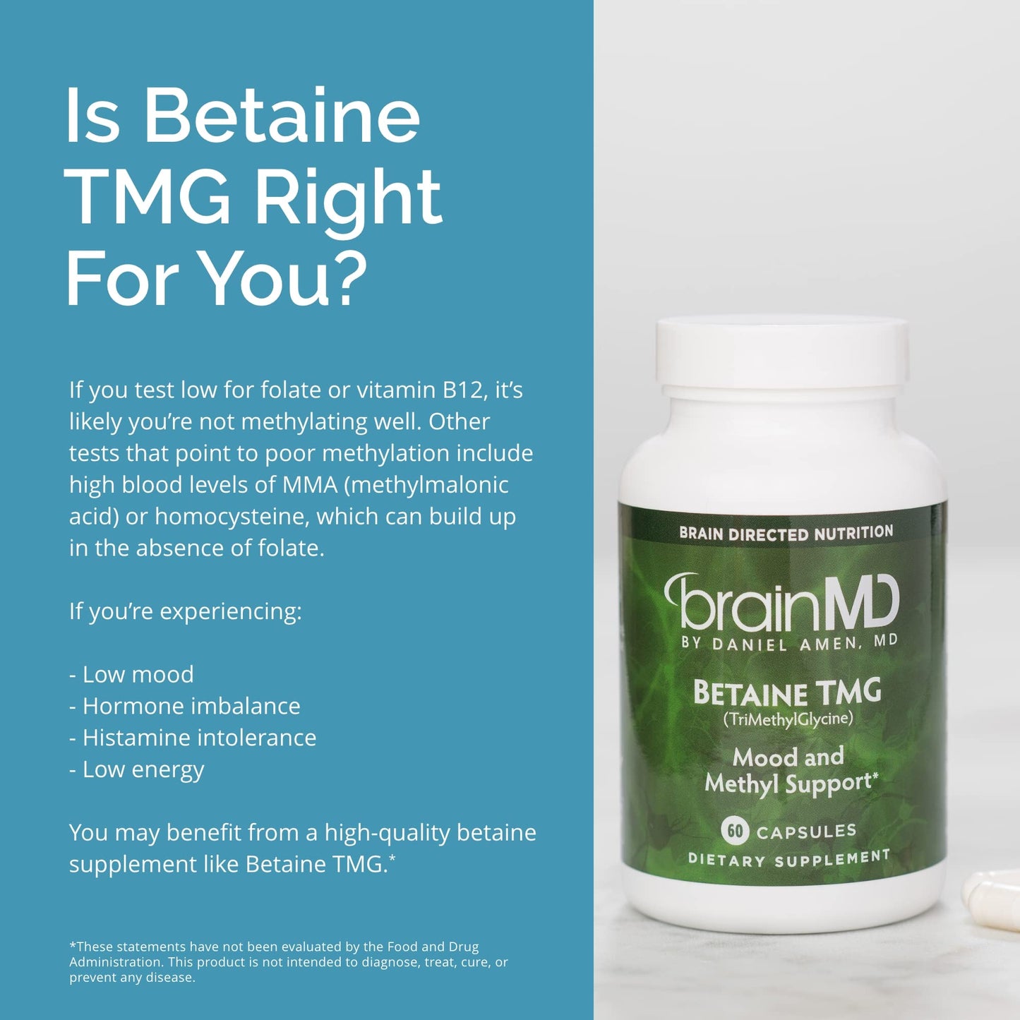 BRAINMD Dr Amen Betaine TMG Capsules 60 Count