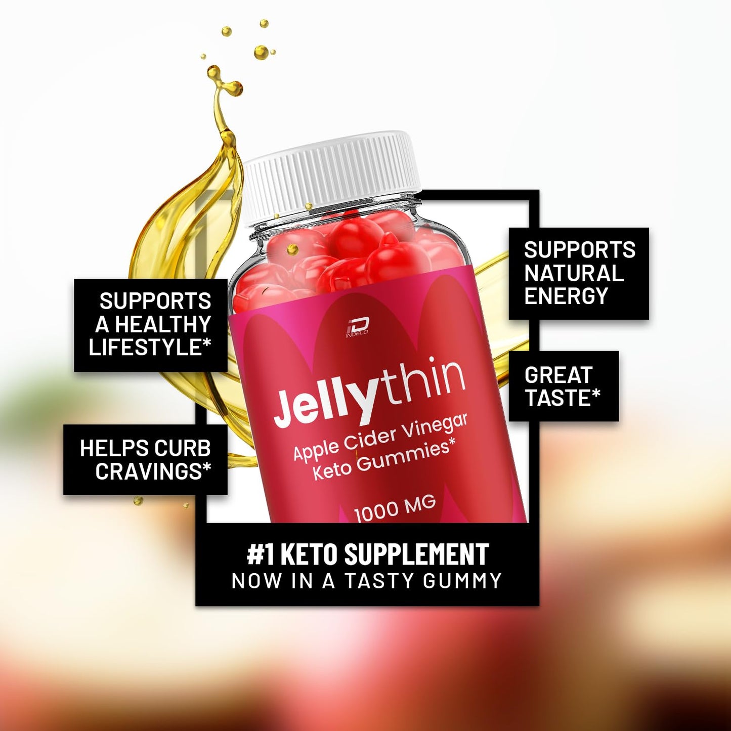 Indelo Jelly Thin ACV Gummies, 300 Gummies