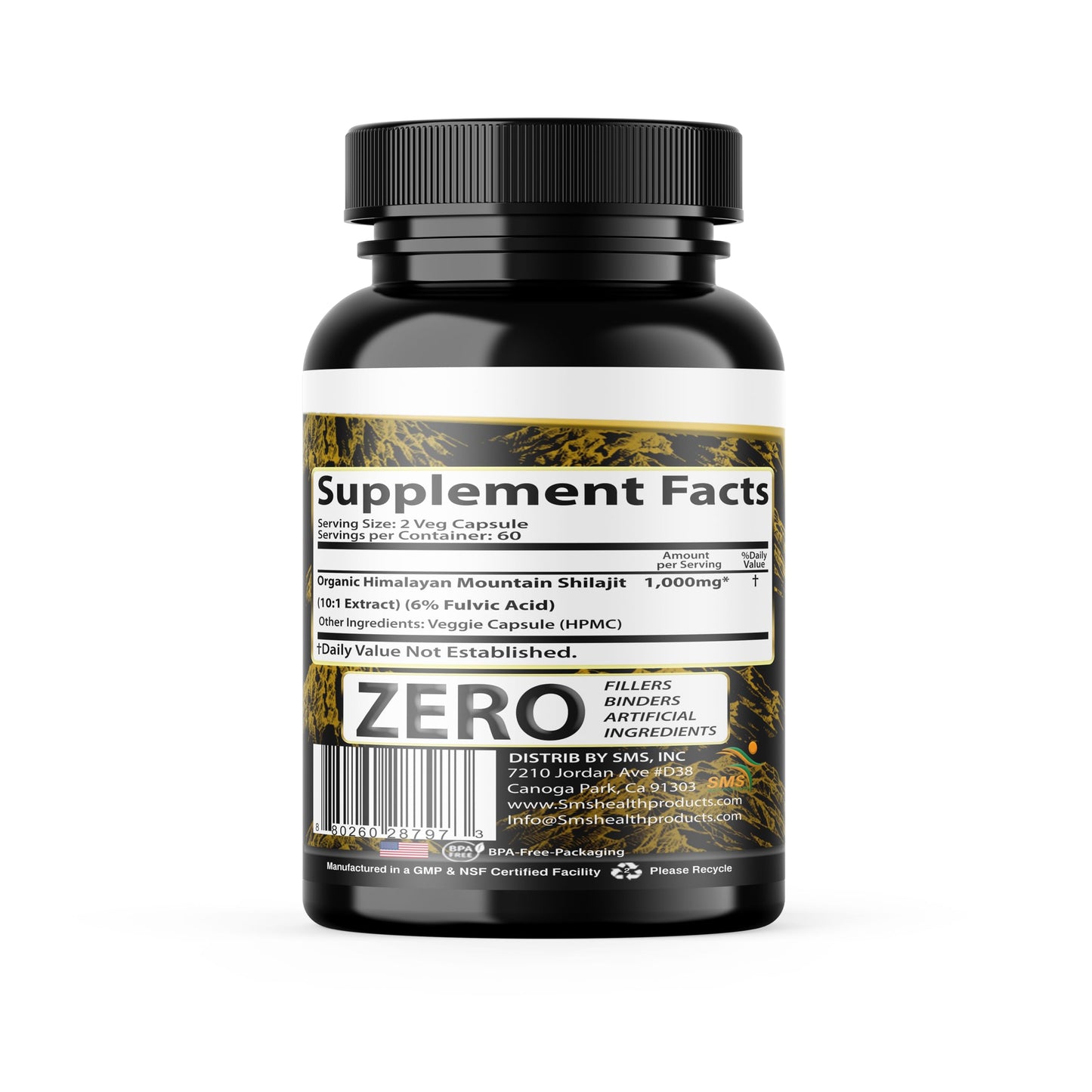 SMSHEALTHPRODUCTS.com Shilajit Pure Himalayan 1,000mg Organic Shilajit Extract per Serving, 120 Capsules