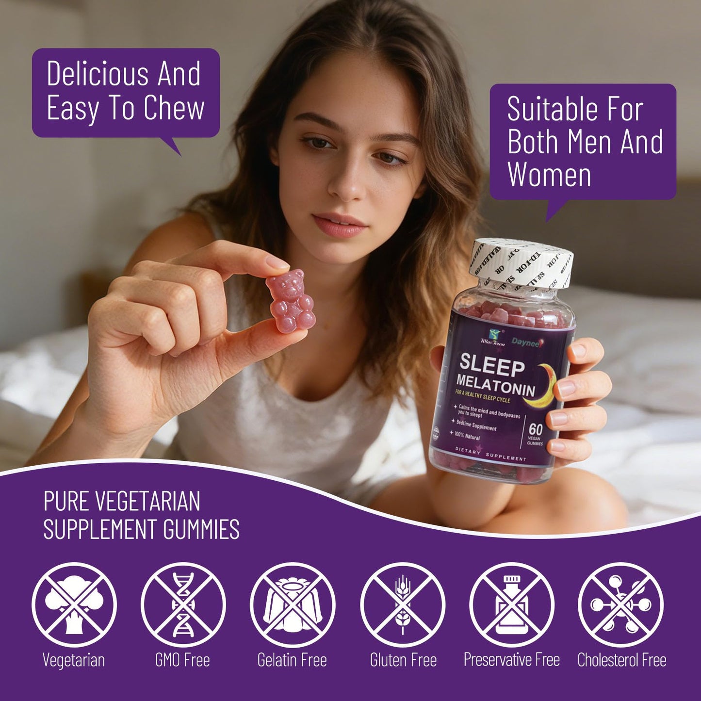Wins Town Sleep Melatonin Gummies 5mg, 60 Count