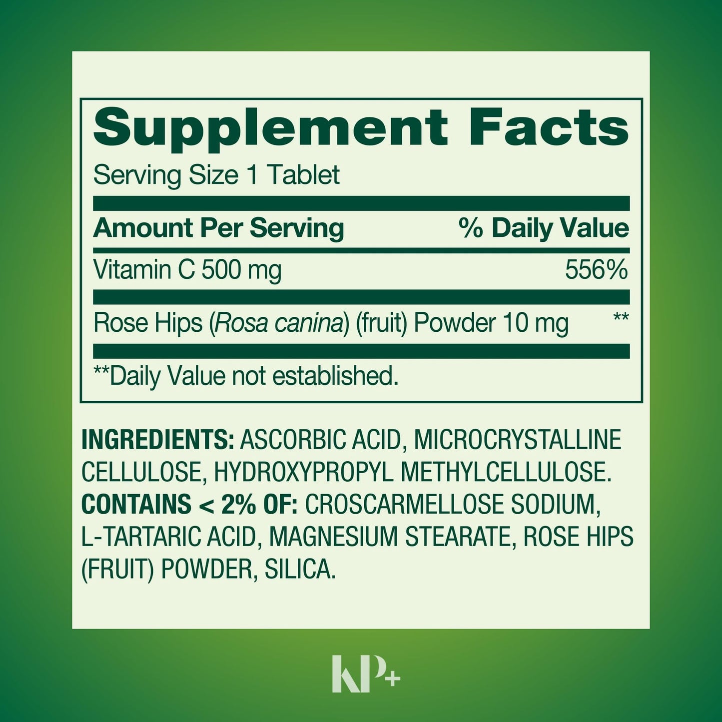 KP+ Vitamin C 500 mg with Rose Hips Tablet, 250 Tablets