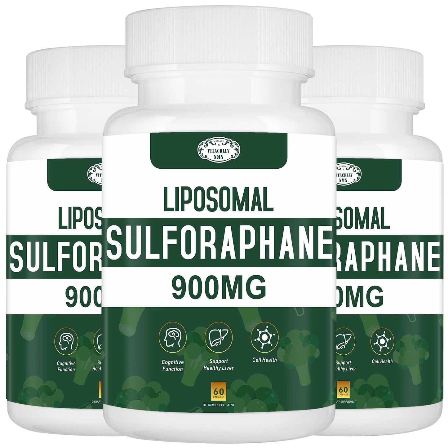 VITACRLLYNMN 900MG Liposomal Sulforaphane Supplement Broccoli Extract Capsule, 180 Capsules