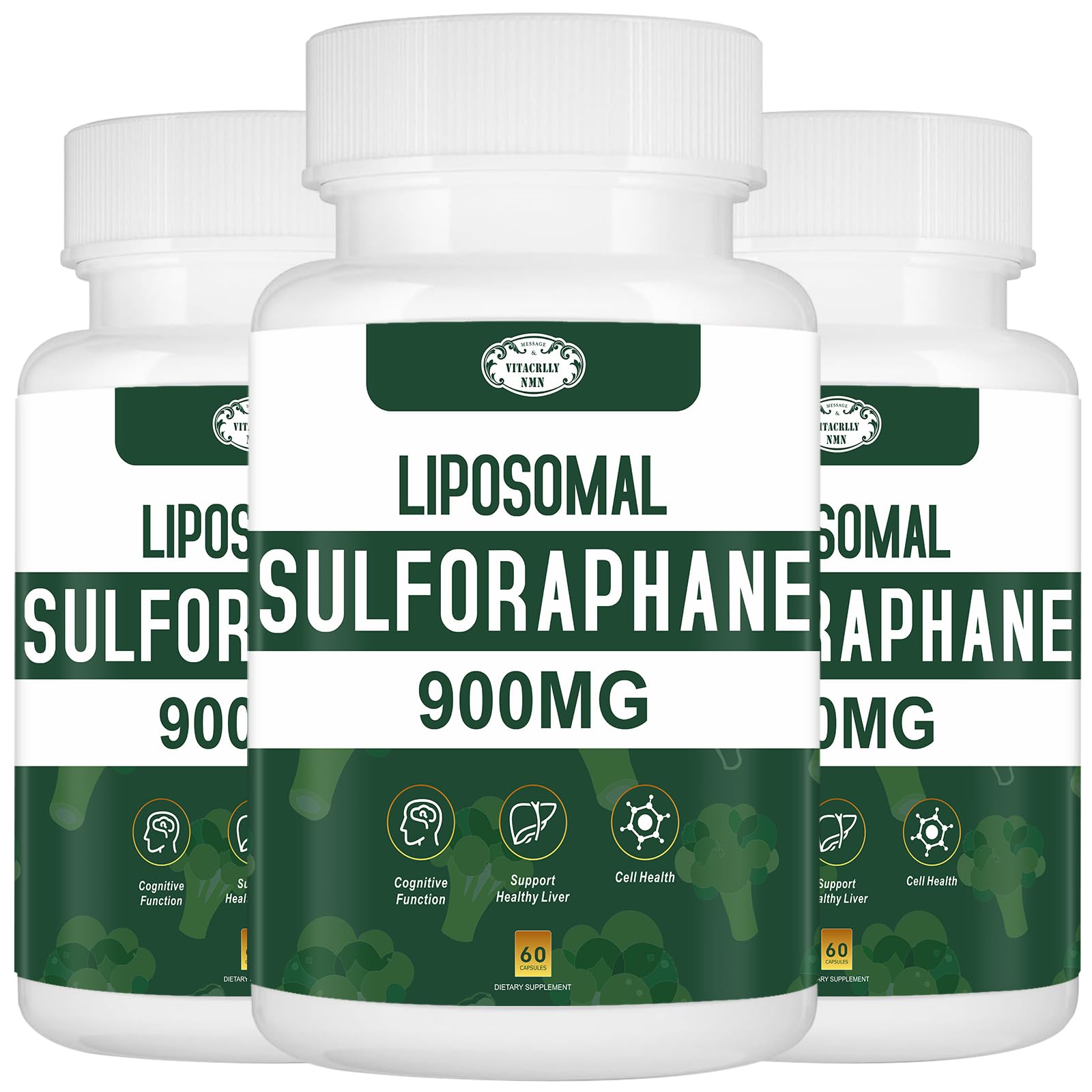 VITACRLLYNMN 900MG Liposomal Sulforaphane Supplement Broccoli Extract Capsule, 180 Capsules