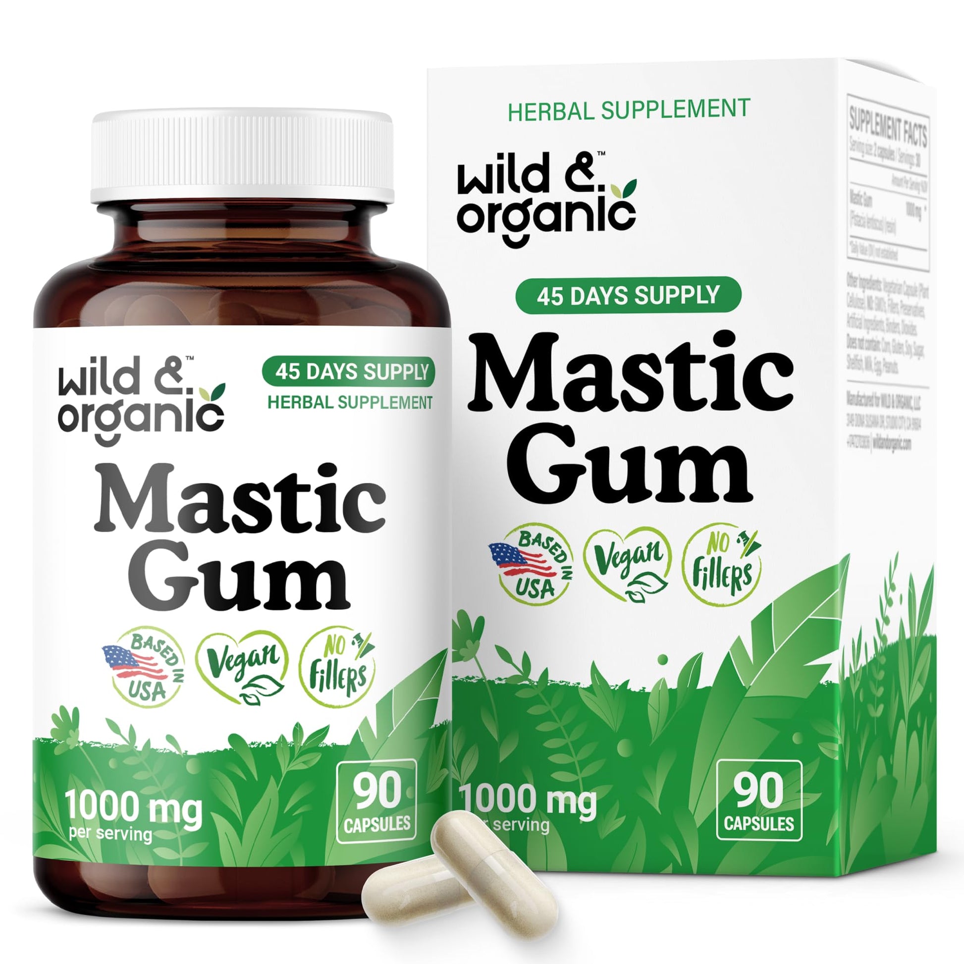 Wild & Organic Mastic Gum Capsules, 90 Capsules