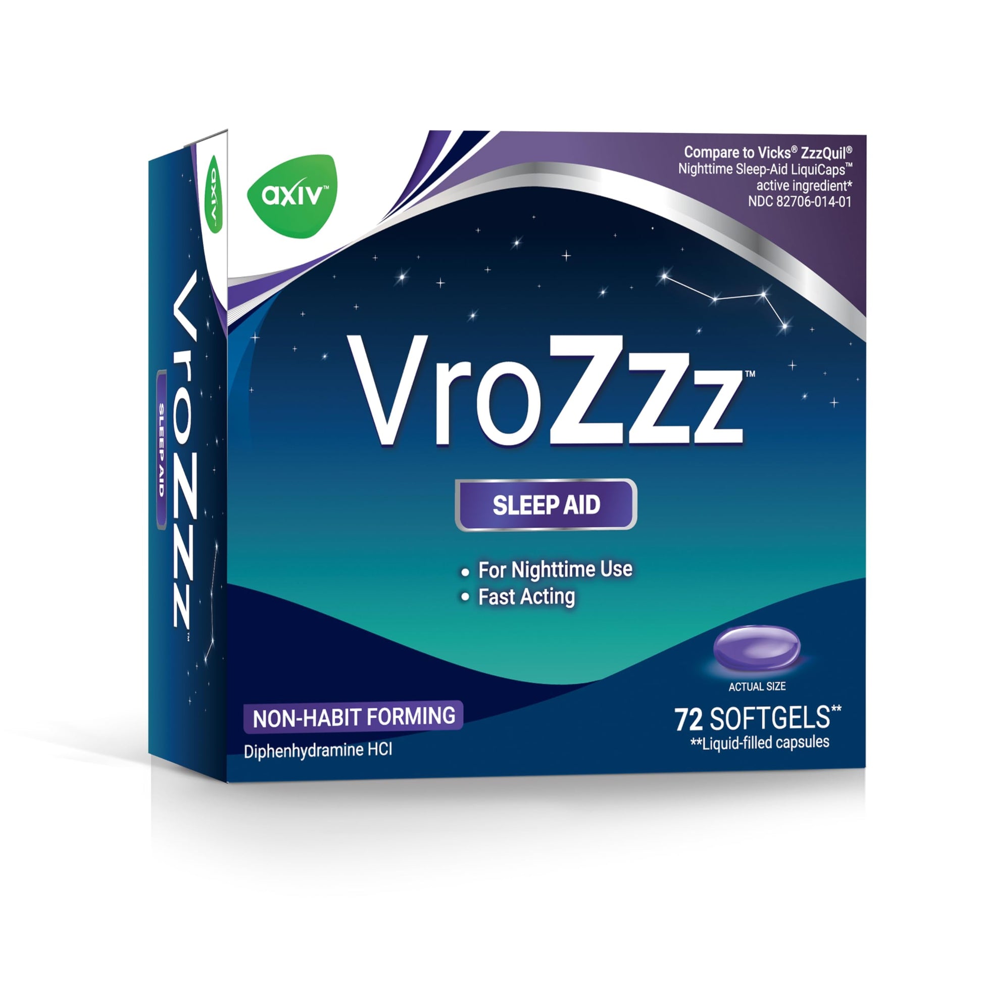 AXIV VrozZZ Nighttime Sleep Aid Softgels, 72 Softgels