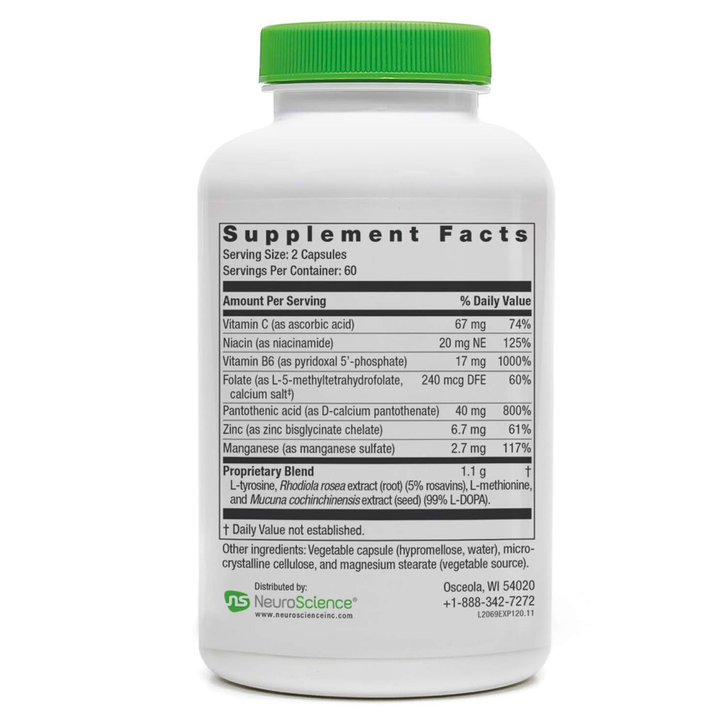 NeuroScience ExcitaPlus Adrenal Support Capsules, 120 Capsules