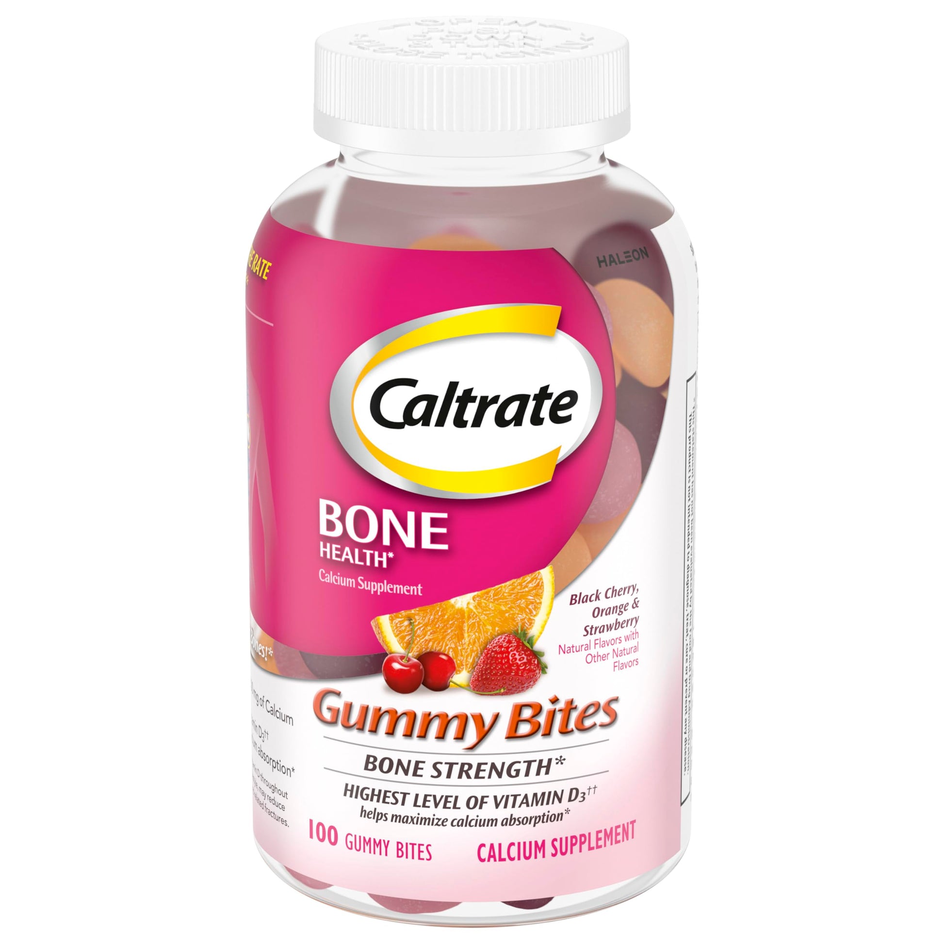 Caltrate Gummy Bites Calcium and Vitamin D Supplement, 500 mg, 100 Count