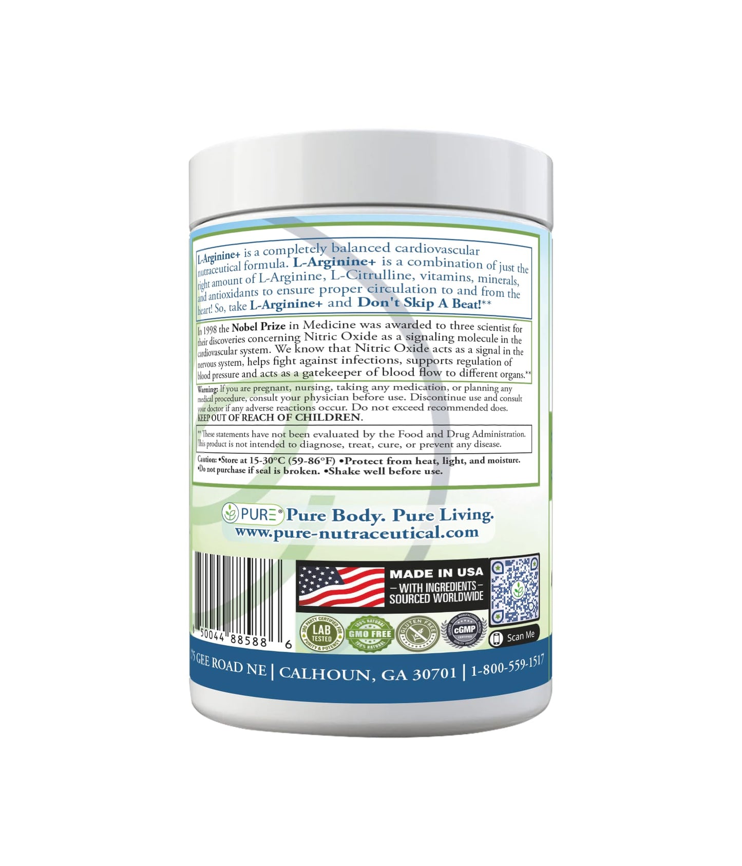 PURE Cardio+ Nitric Oxide Heart & Circulation Support - 5000mg L-Arginine & 1000mg L-Citrulline Powder 13.44 Ounce
