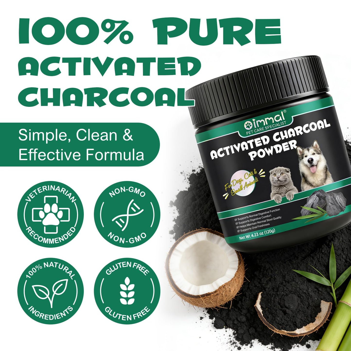 ALIVO Activated Charcoal Powder for Dogs & Cats 120