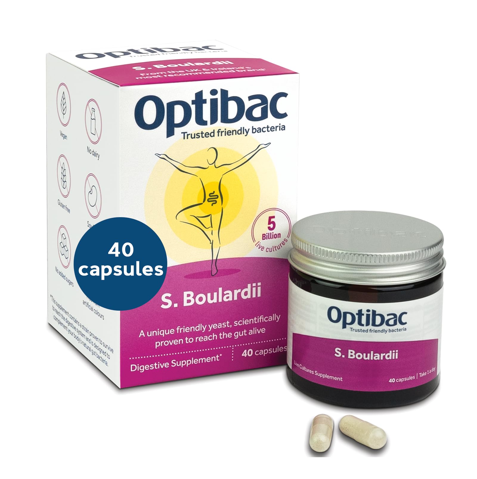 Optibac Probiotics Saccharomyces boulardii Capsule 40 Capsules