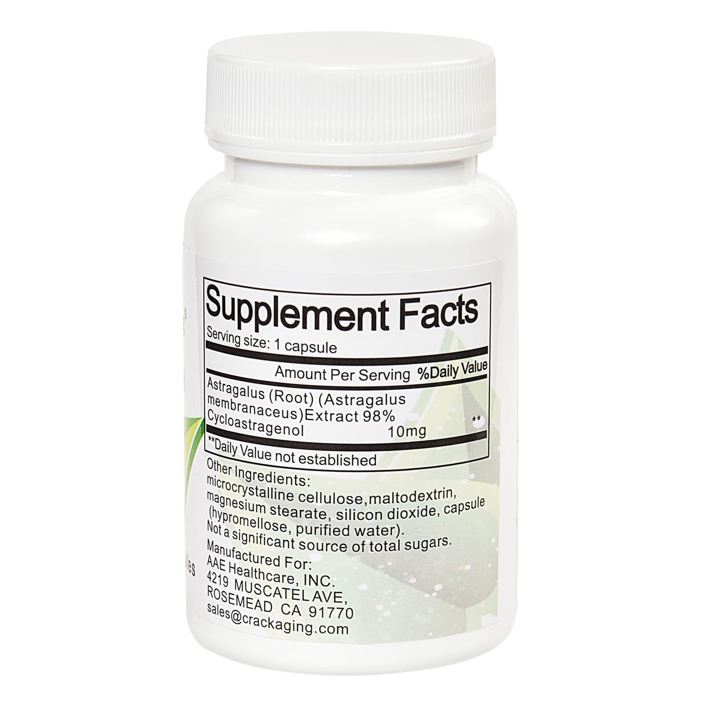 Crackaging Super-Absorption Cycloastragenol 98% 10mg Capsule, 30 Capsules