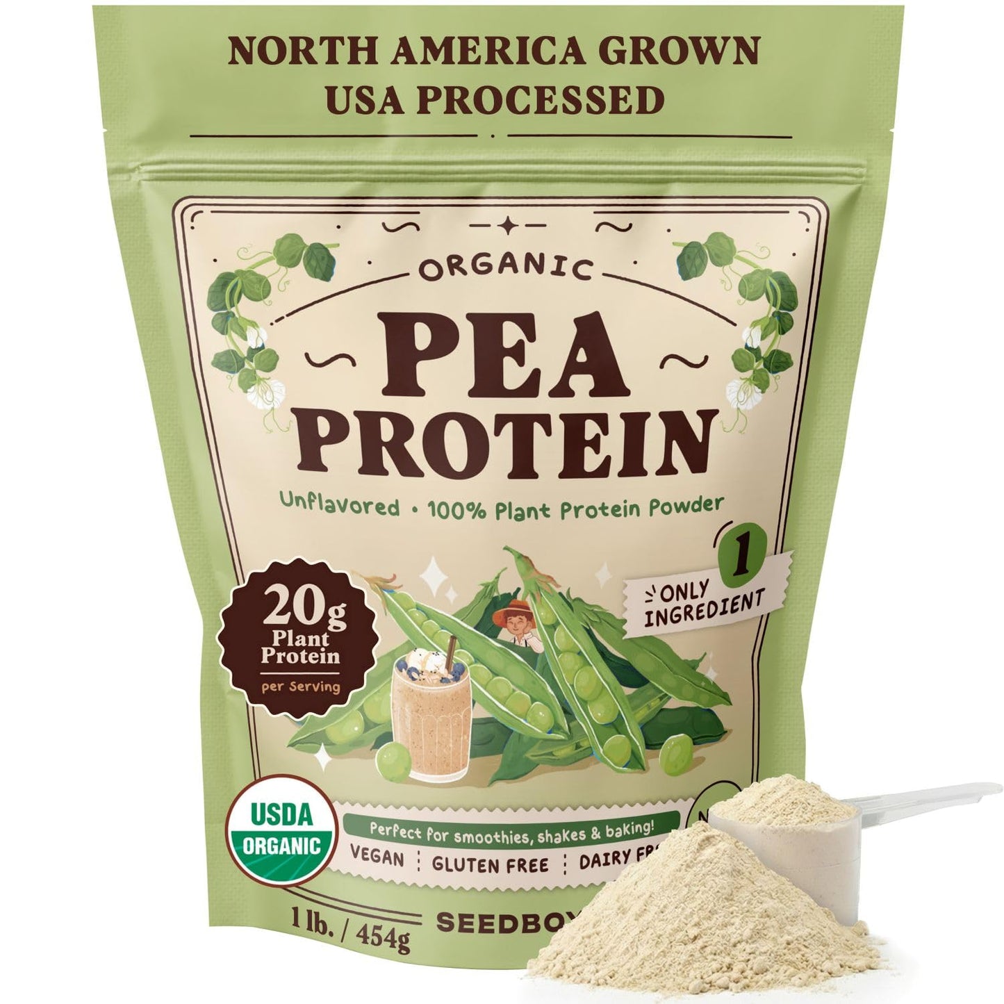 Seedboy Organic Pea Protein Powder 1 lb