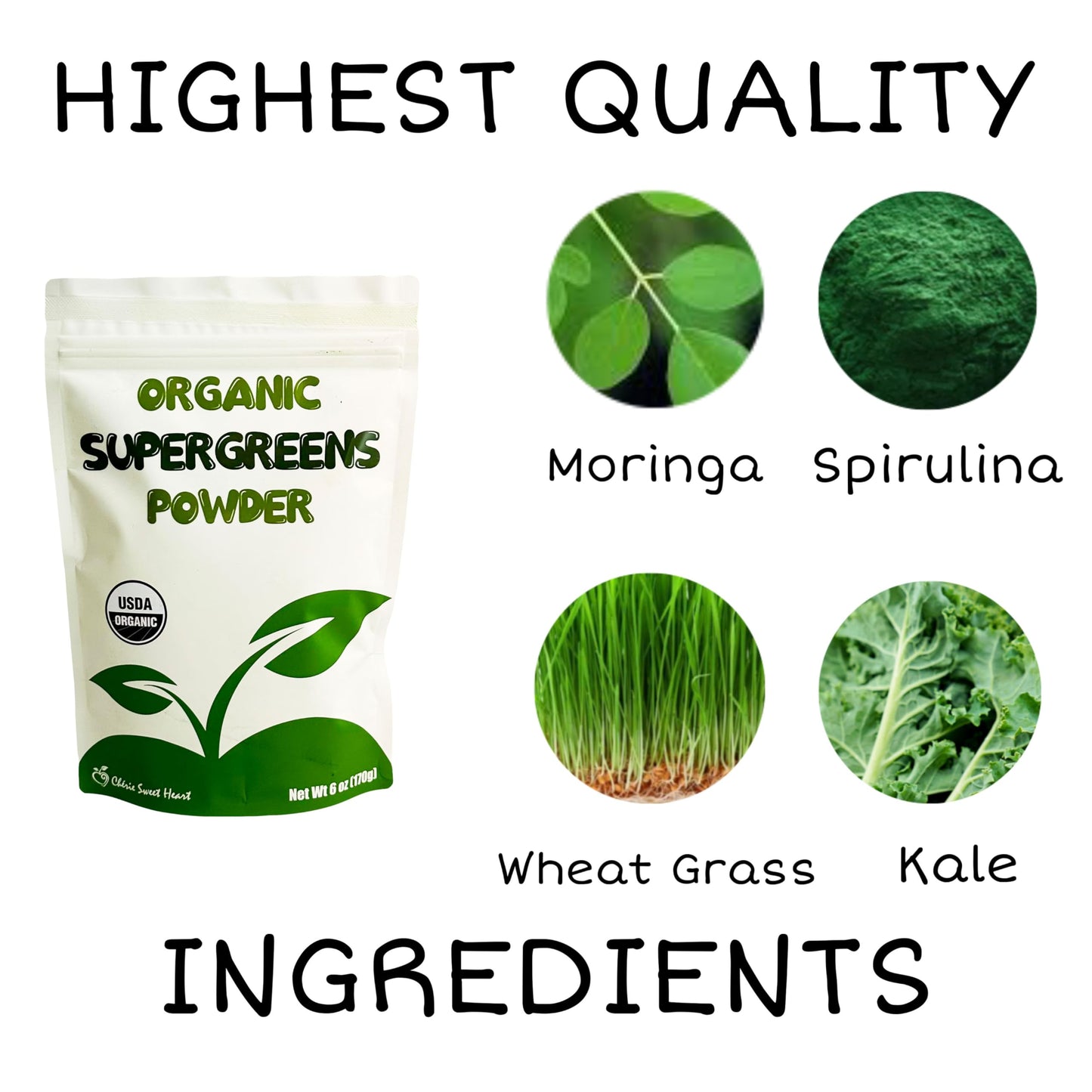 Chérie Sweet Heart Supergreens Powder 36 Ounces