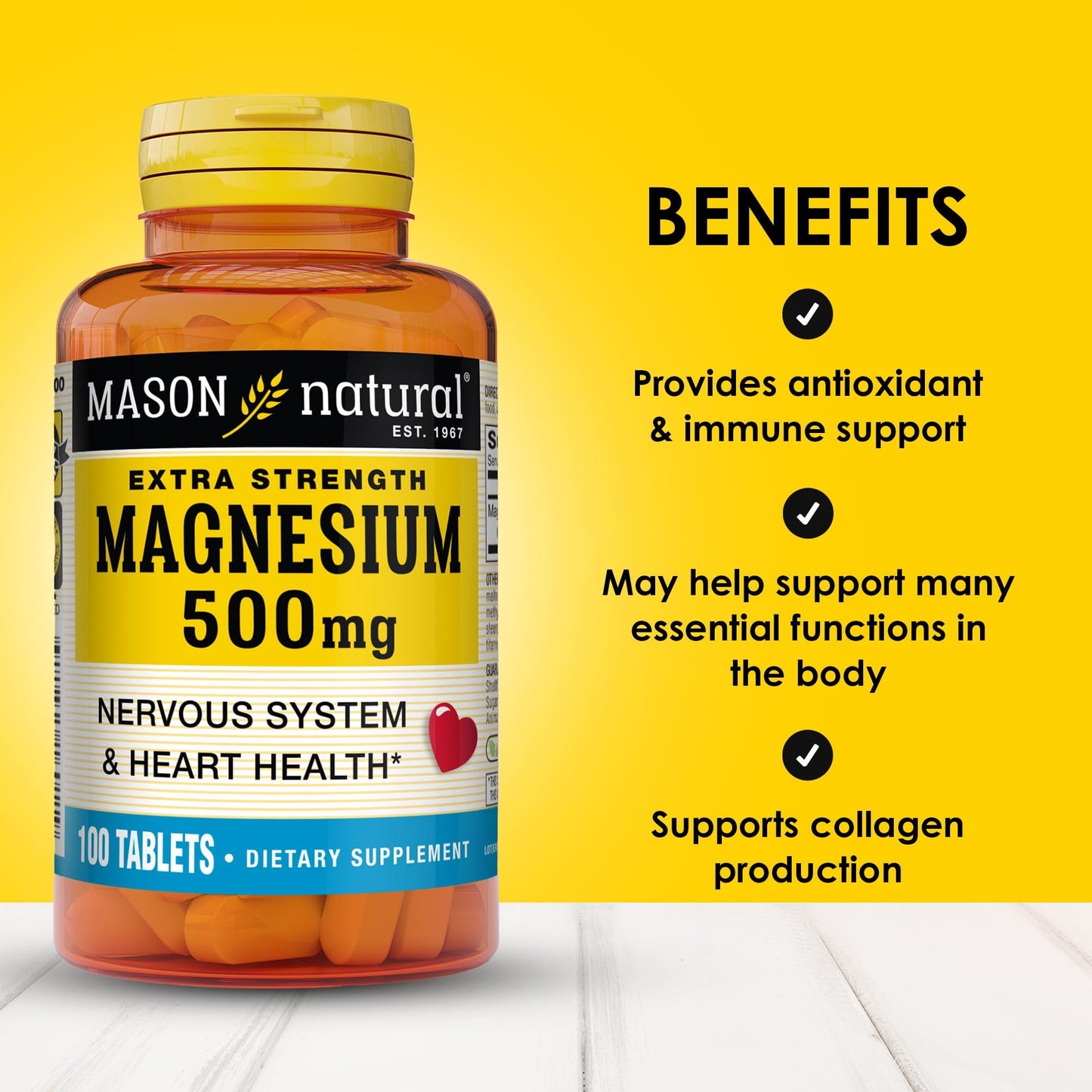 Mason Natural Magnesium 500 mg Extra Strength Tablets, 300 Count