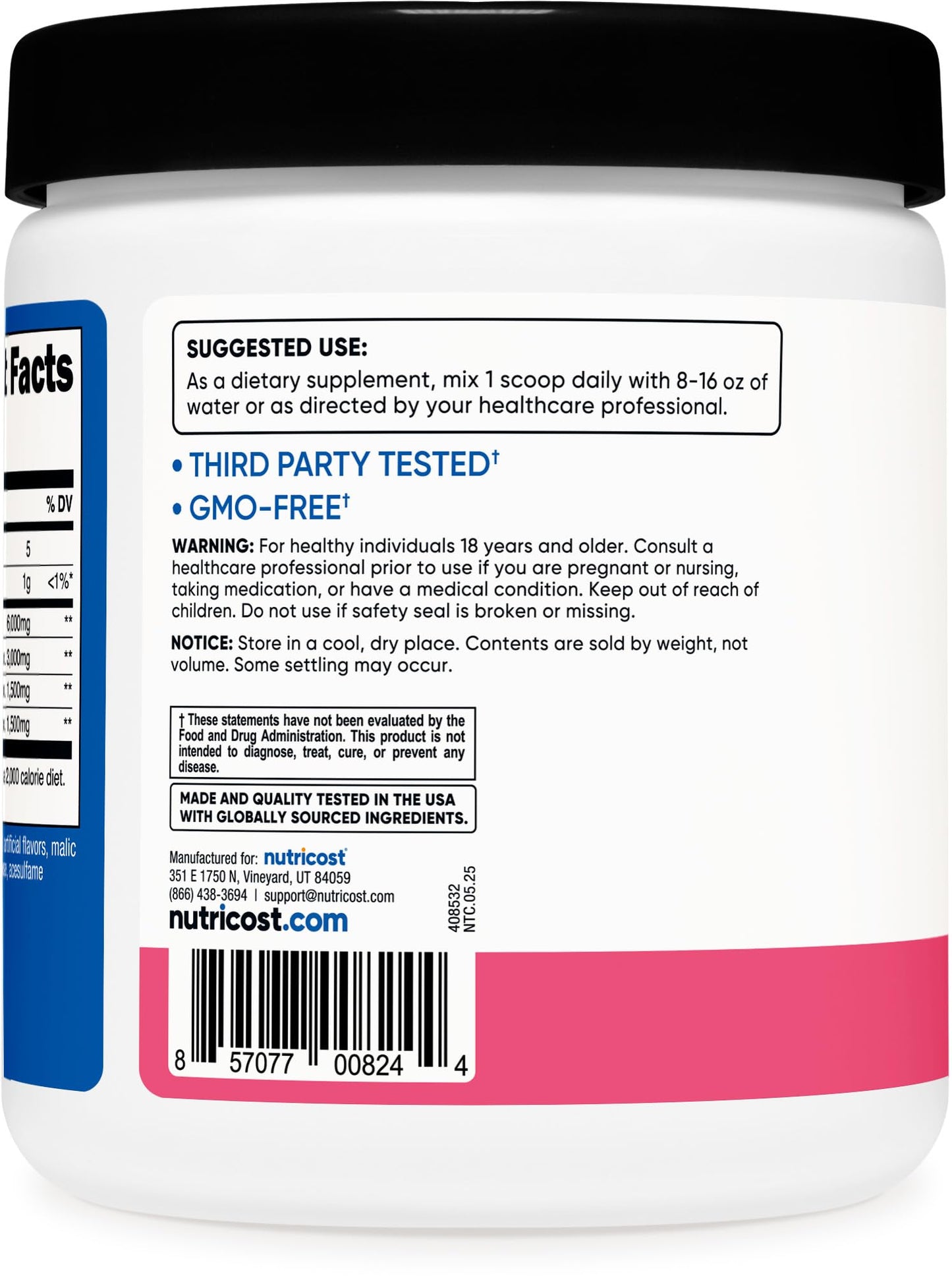 Nutricost BCAA Powder 2:1:1 Raspberry Lemonade, 30 Servings, 10.72 Ounce
