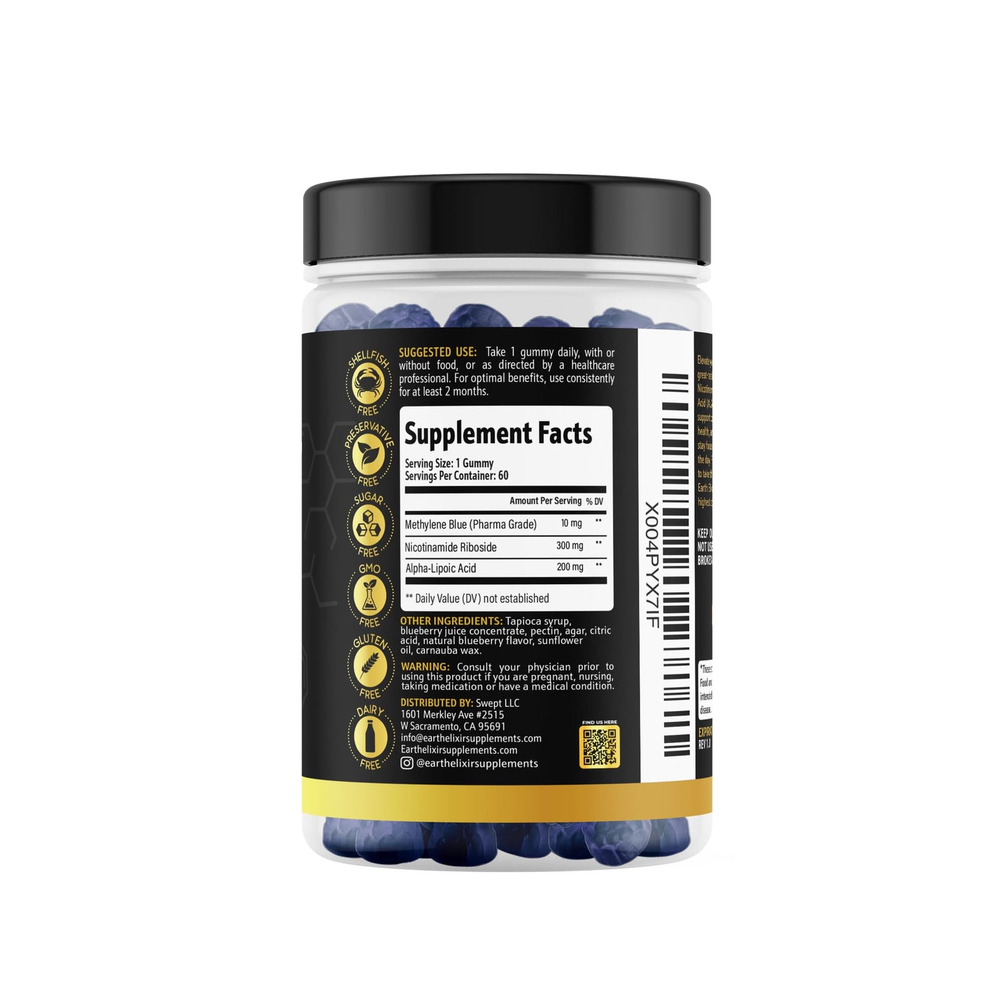 Earth Elixir 3-in-1 Methylene Blue Gummies, 60 Count