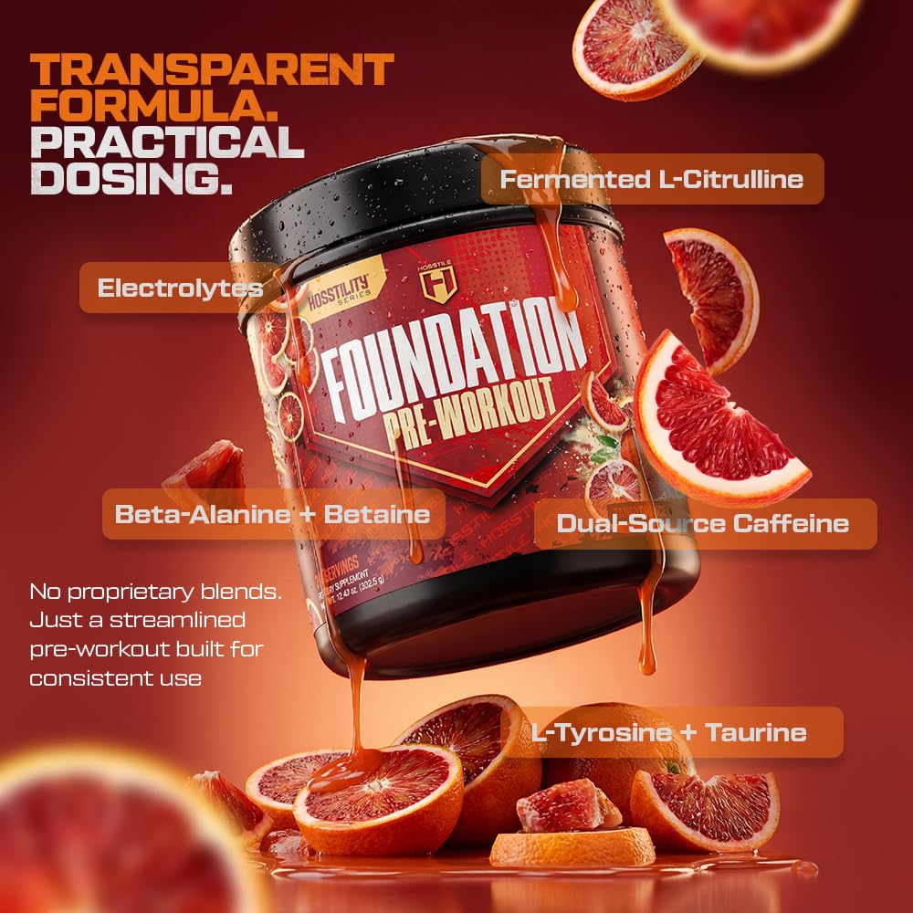 HOSSTILE Foundation Pre Workout Powder for Men & Women 12.4 Ounce